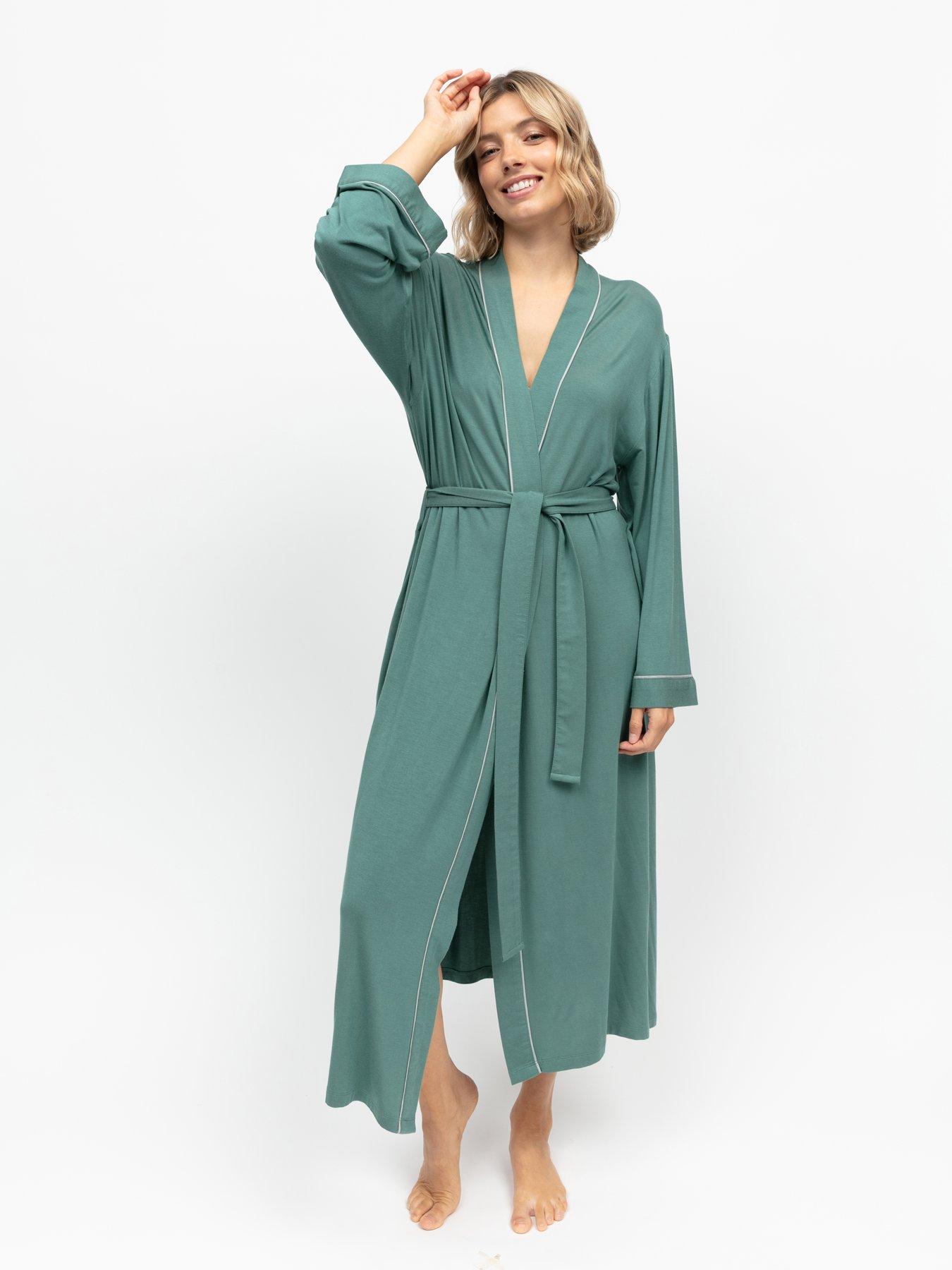 Cyberjammies Kallie Seafoam Jersey Long Sleeve Long Dressing Gown - Sea  Foam | Littlewoods