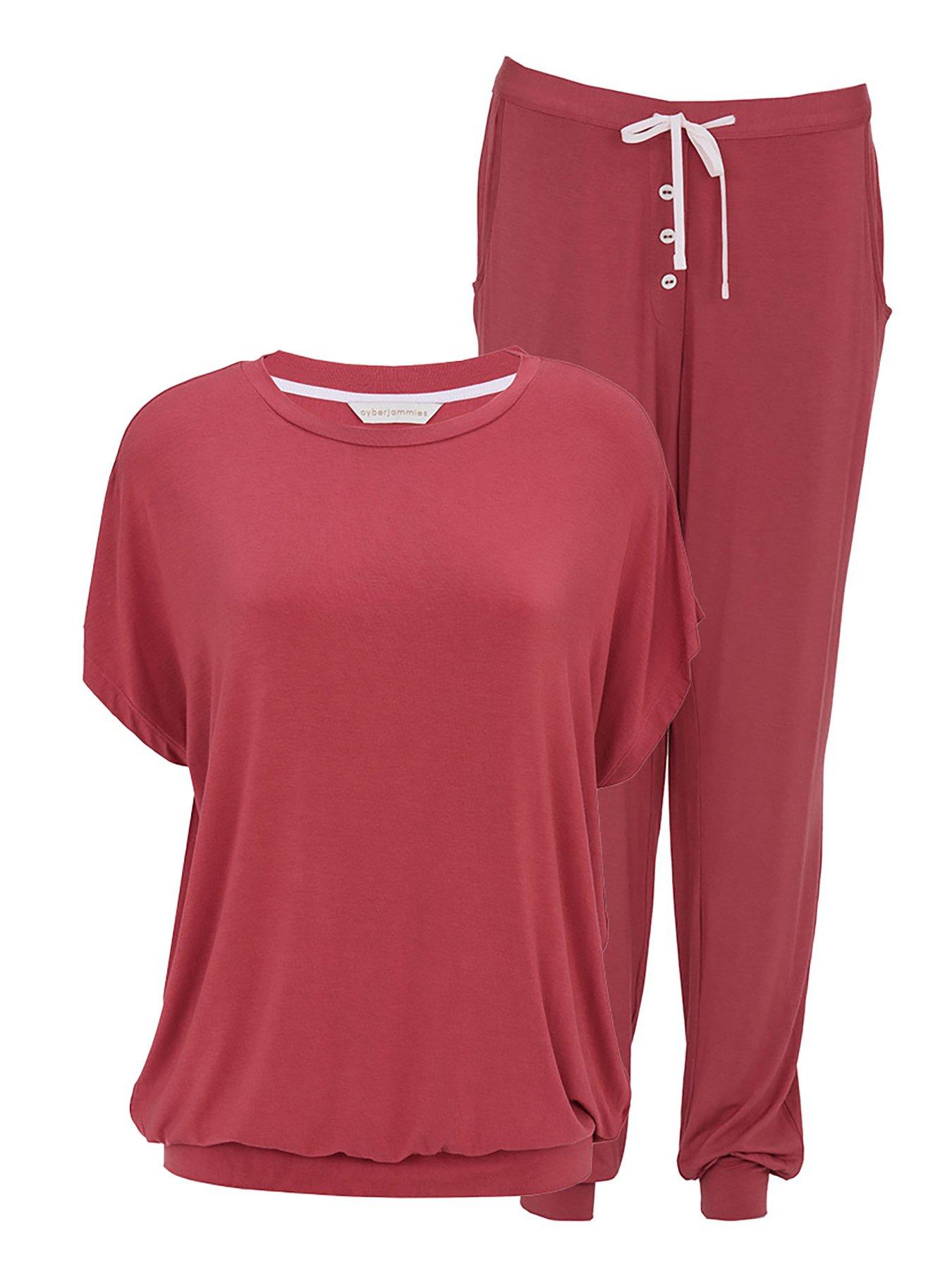 Image 4 of 4 of Cyberjammies Josie Terracotta Slouch Jersey Cap Sleeve Top Pyjama Set - Terracotta