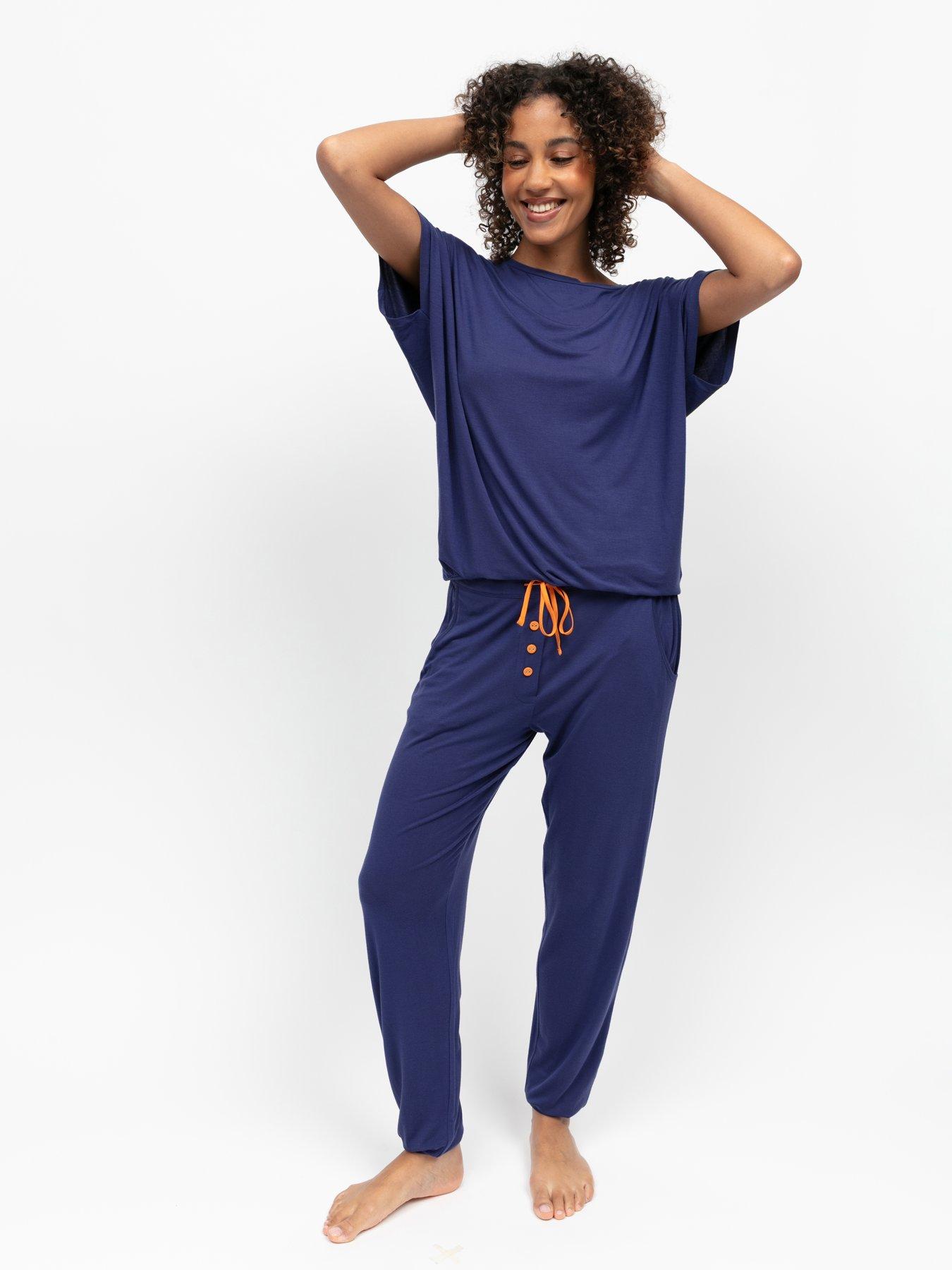 Image 3 of 4 of Cyberjammies Cyberjammies Indigo Navy  Slouch  Cap Sleeve Jersey Pyjama Set - Navy
