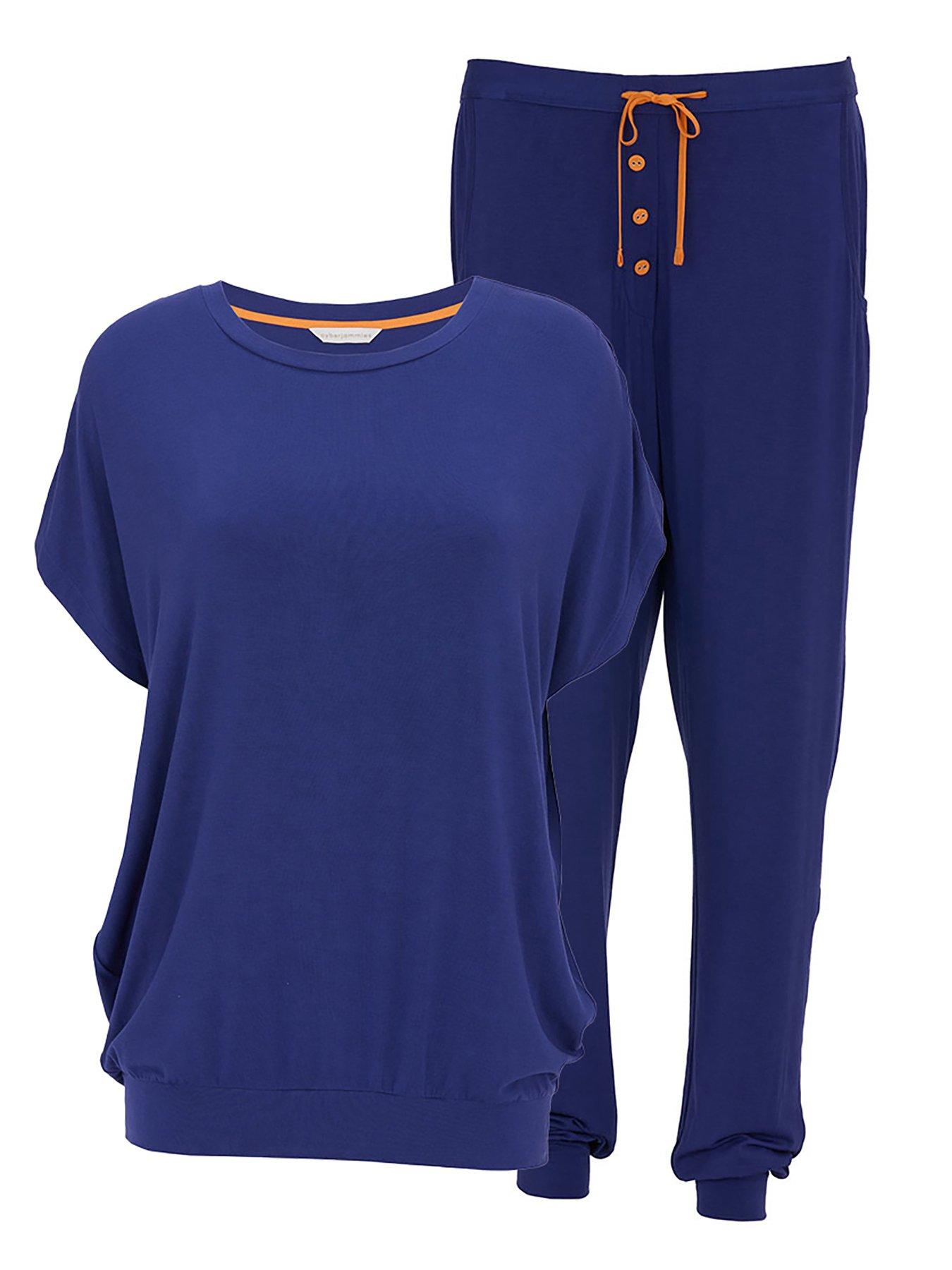 Image 4 of 4 of Cyberjammies Cyberjammies Indigo Navy  Slouch  Cap Sleeve Jersey Pyjama Set - Navy