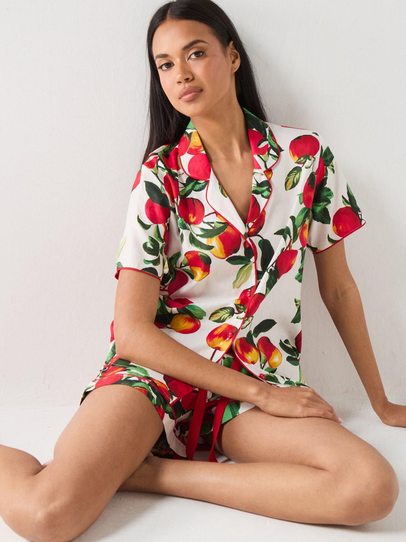 Cyberjammies Tara Red Apple Print Short Sleeve Pyjama Short Set - Red ...