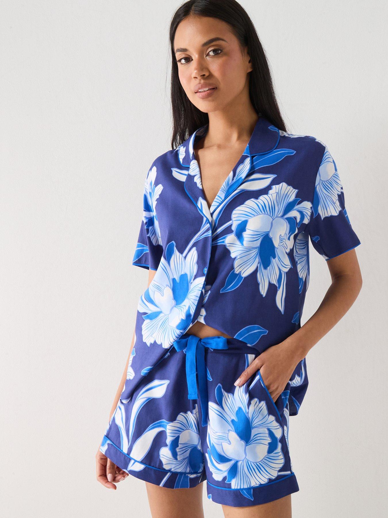 cyberjammies-cyberjammies-essie-navy-floral-short-sleeve-short-pyjama-set-navy
