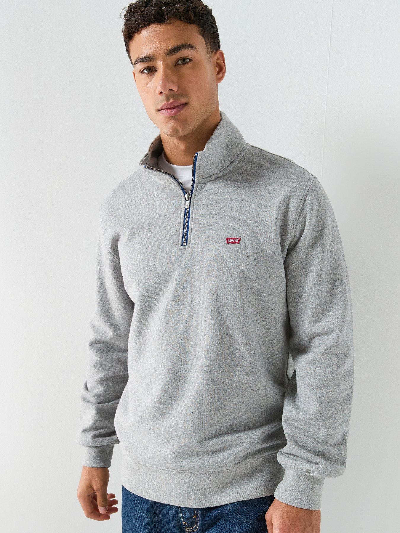  image of levis-original-housemark-logo-14-zip-sweat-top-grey