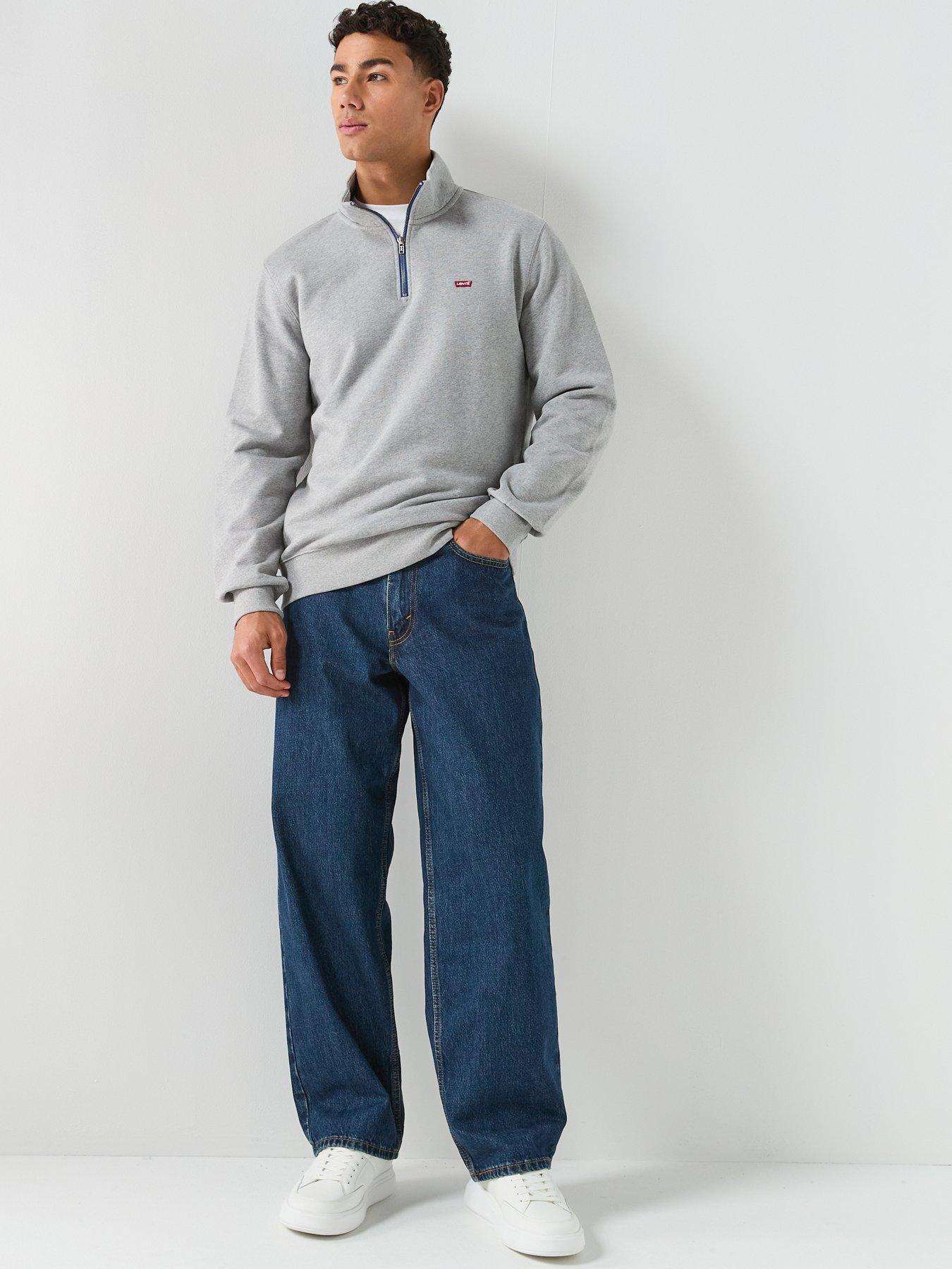  image of levis-original-housemark-logo-14-zip-sweat-top-grey