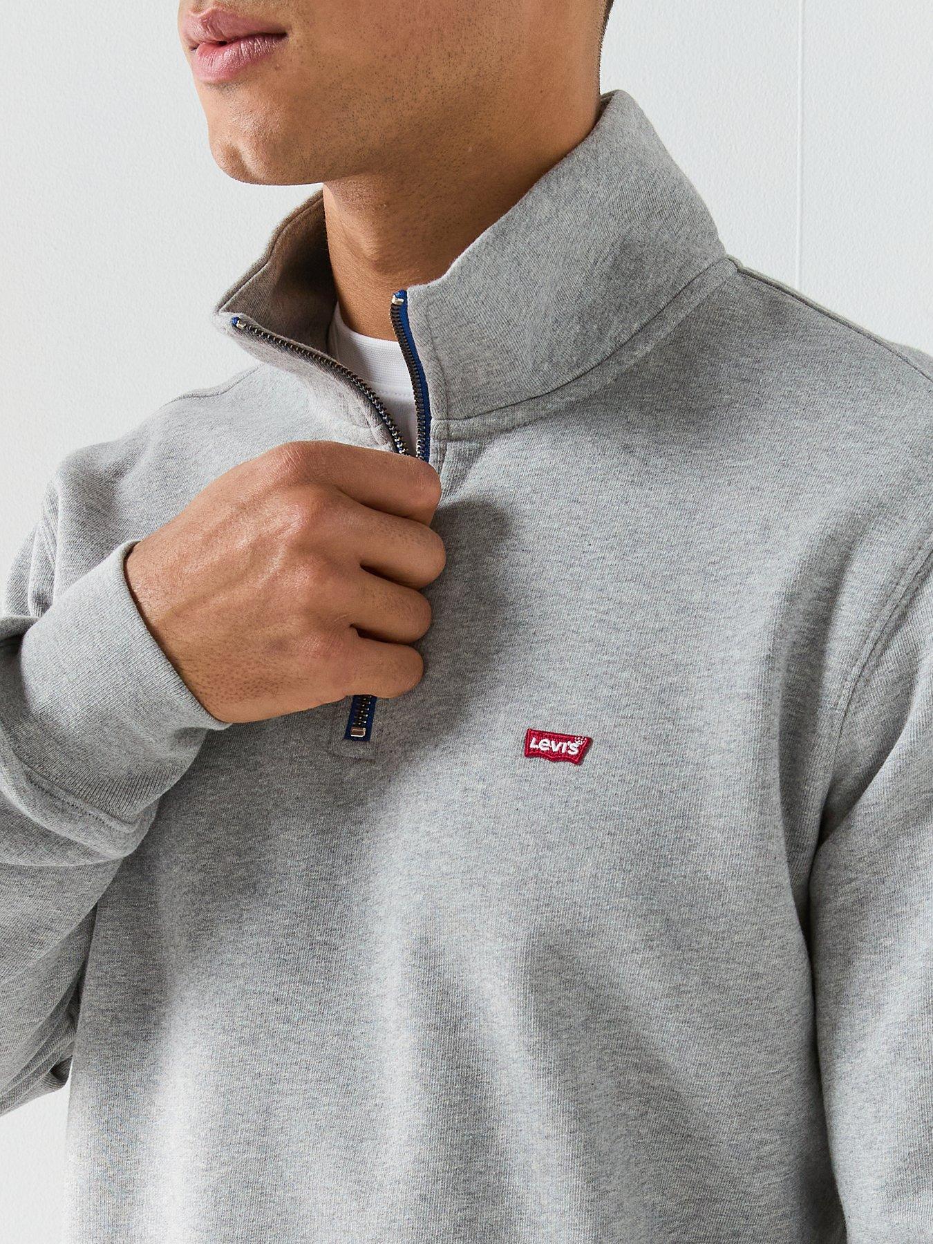  image of levis-original-housemark-logo-14-zip-sweat-top-grey