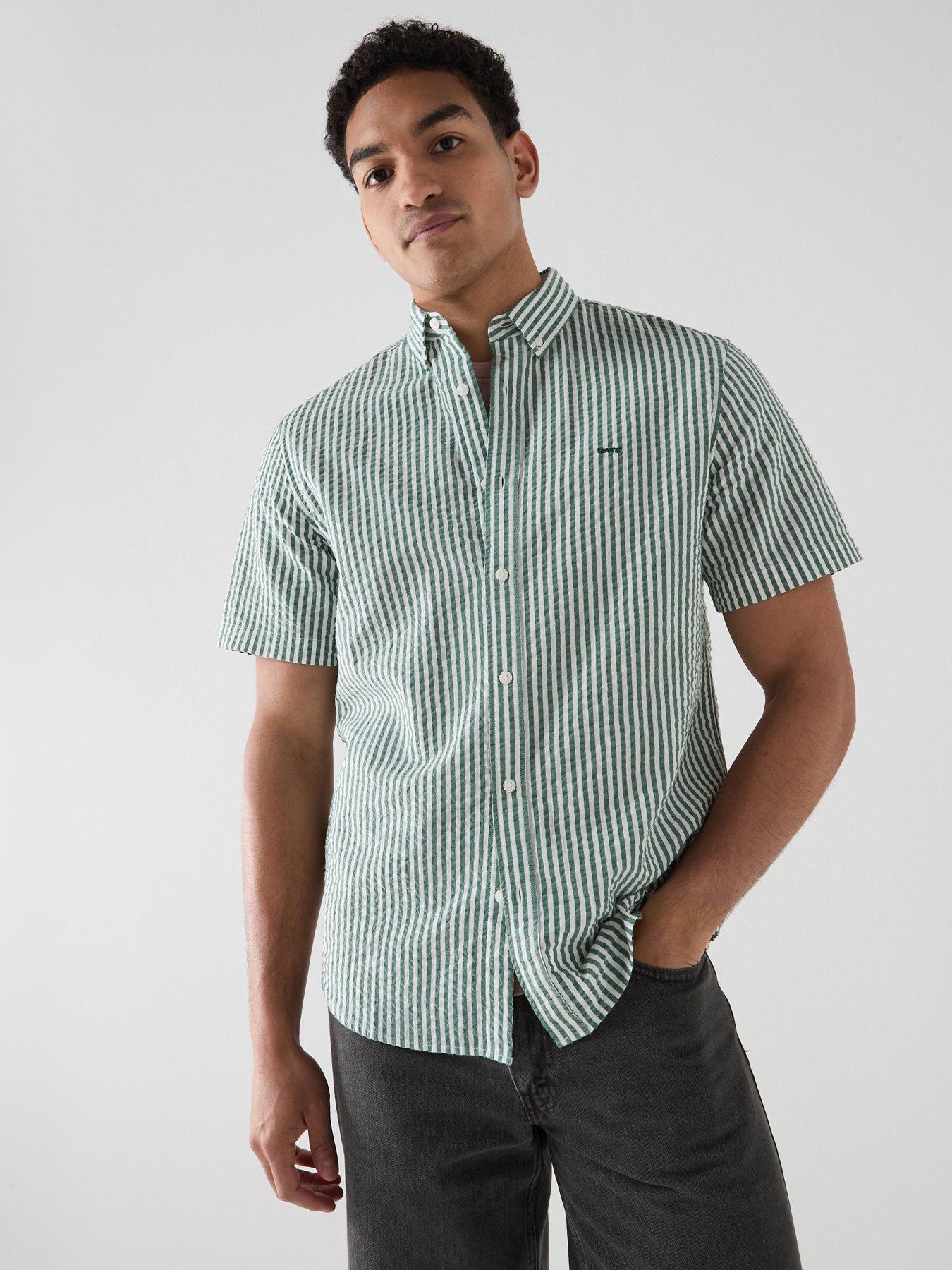 Levi's Authentic Button Down Short Sleeve Seersucker Shirt - Green