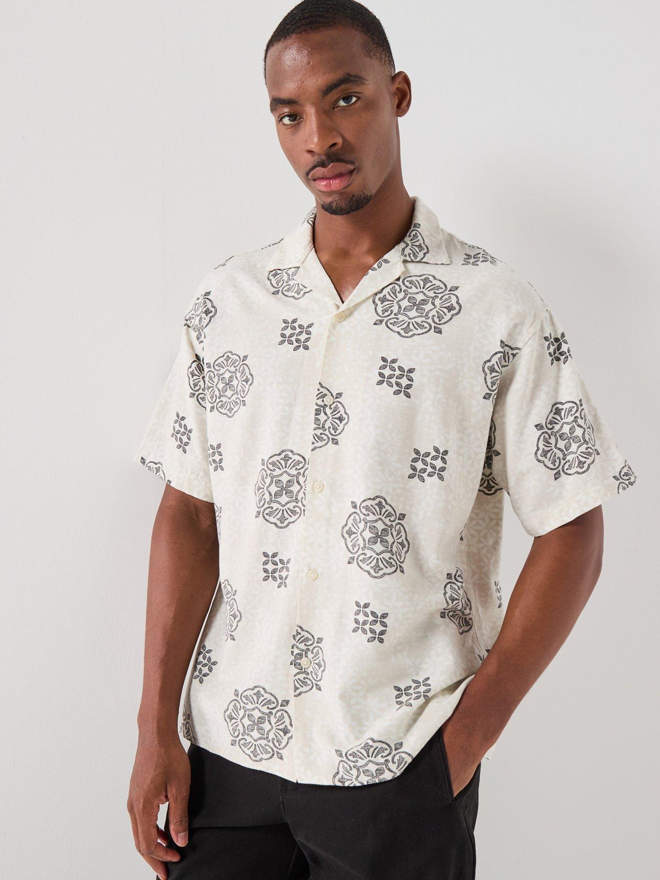 Image 1 of 6 of Jack & Jones Alfredo Short Sleeve Resort Shirt - Cream