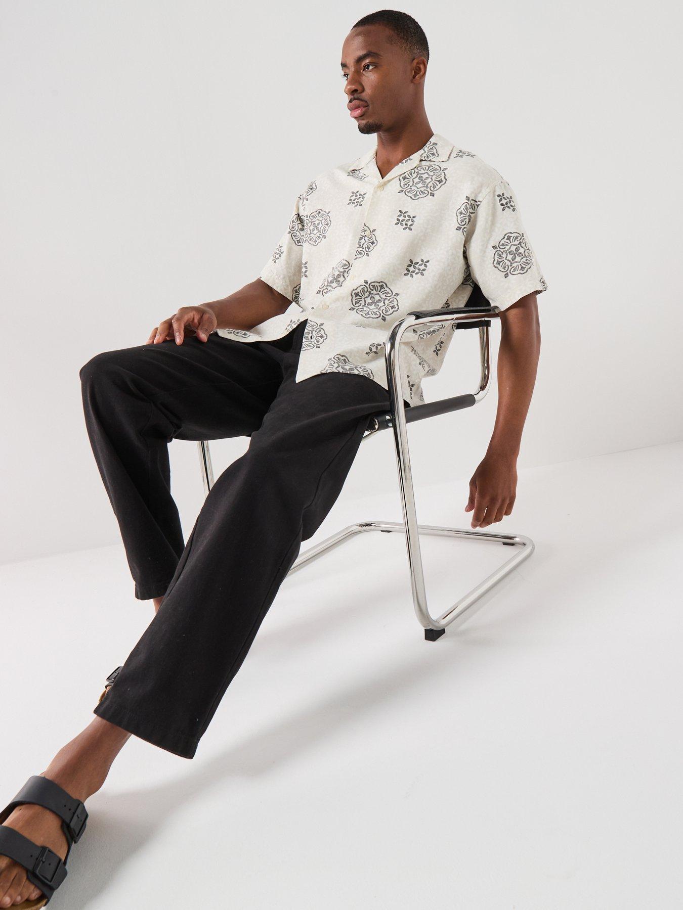 Image 5 of 6 of Jack & Jones Alfredo Short Sleeve Resort Shirt - Cream