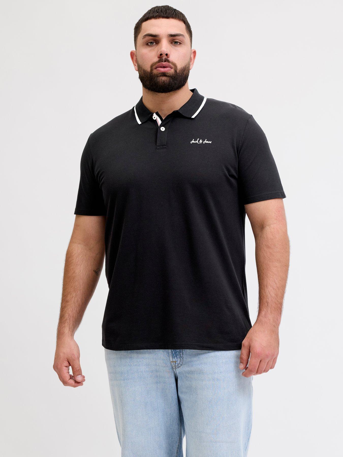 Image 1 of 5 of Jack & Jones Plus Blaze Polo Shirt - Black
