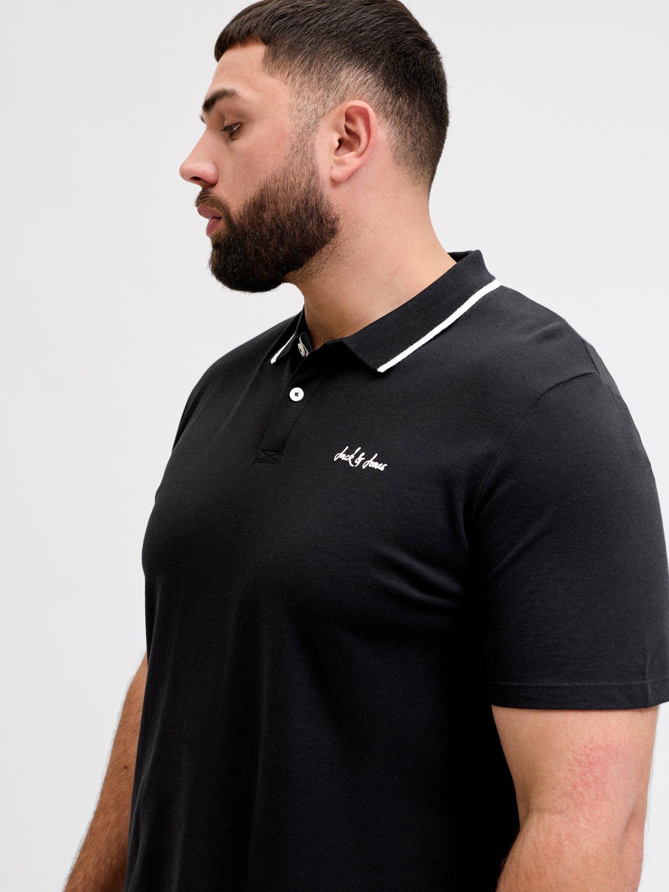 Image 2 of 5 of Jack & Jones Plus Blaze Polo Shirt - Black