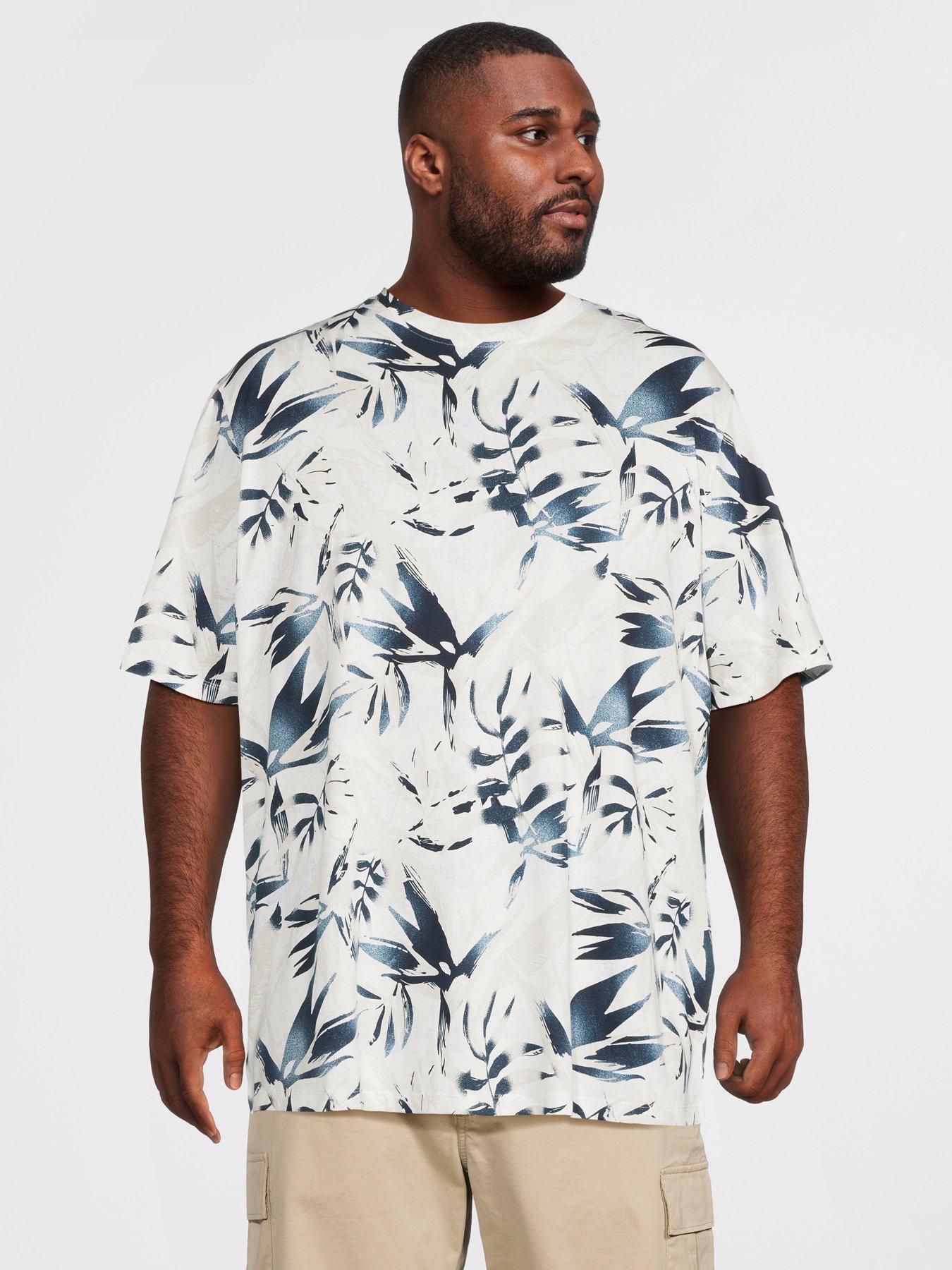 Jack & Jones Plus Honolulu Aop Printed T-Shirt - White