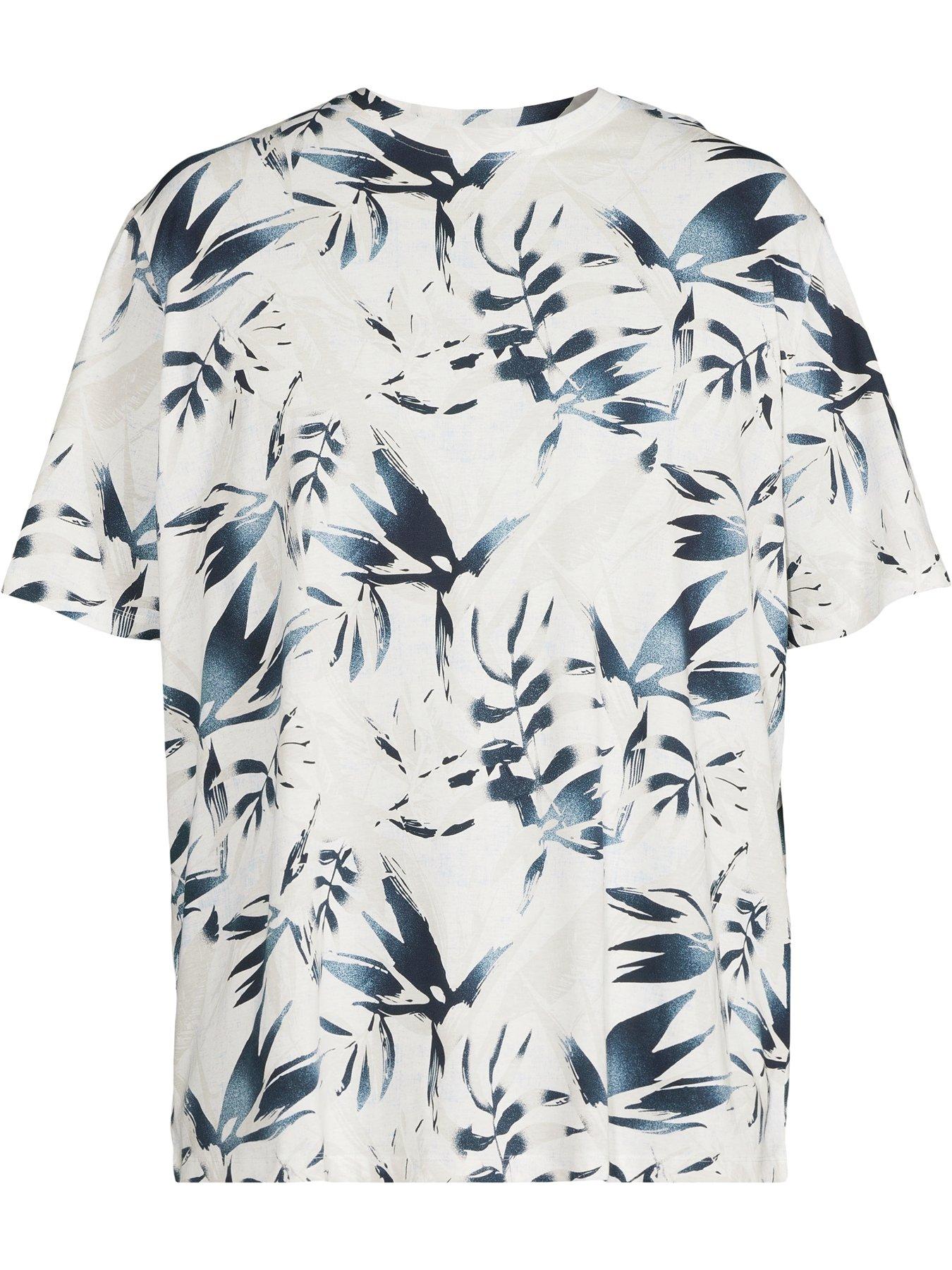 Image 5 of 5 of Jack & Jones Plus Honolulu Aop Printed T-Shirt - White