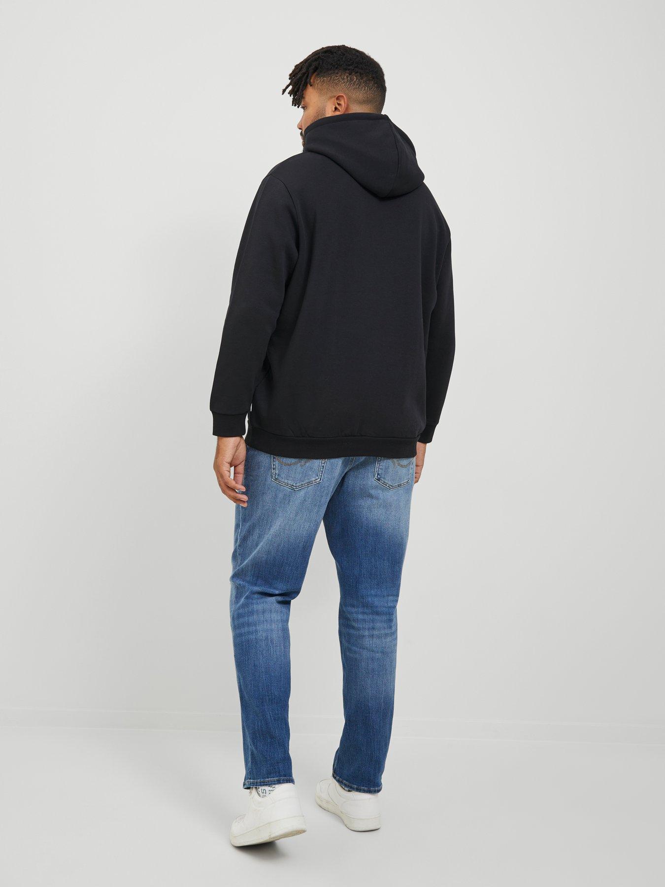 stillFront image of jack-jones-plus-bradley-hoodie-black