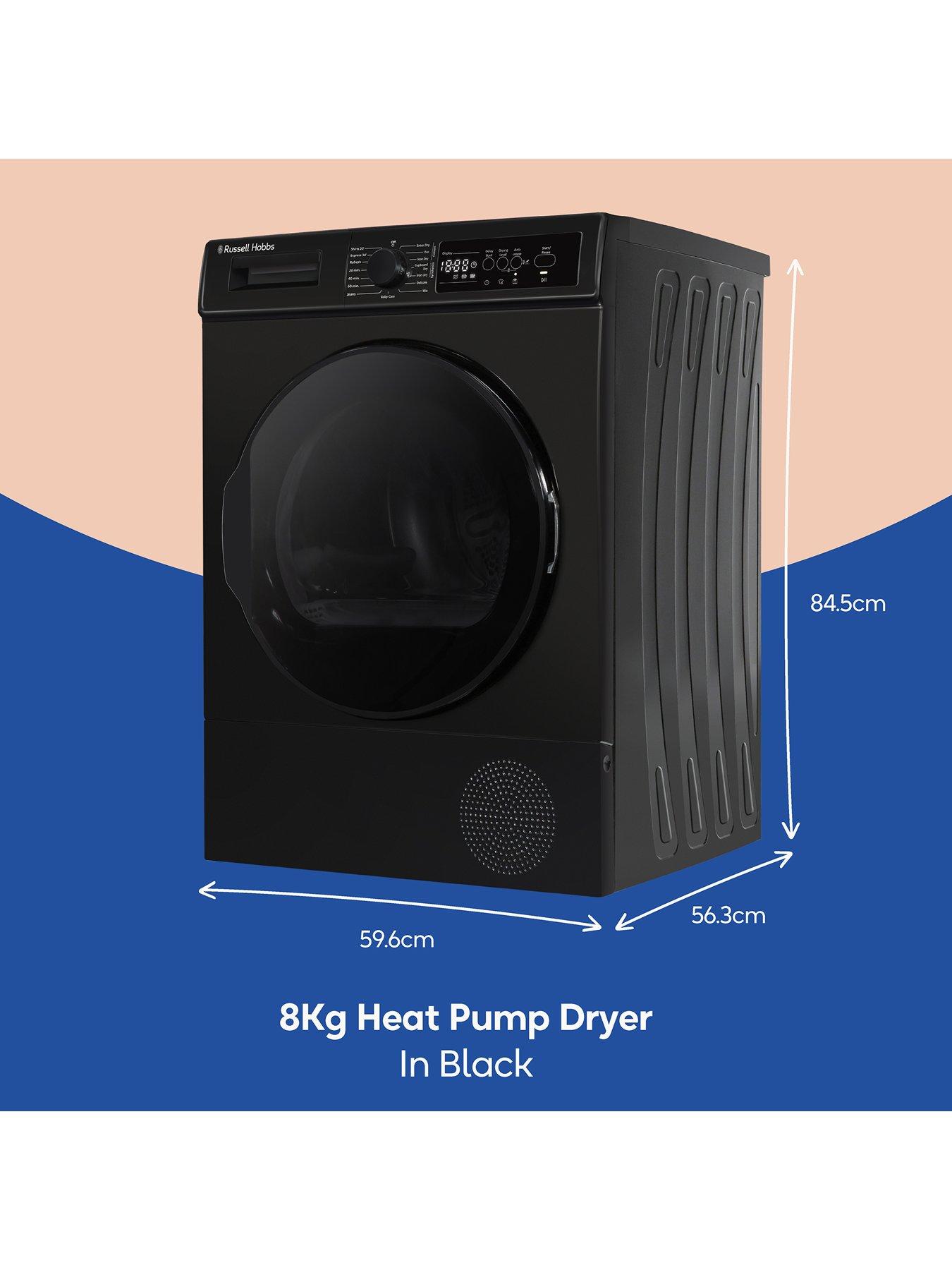  image of russell-hobbs-rh8hptd1e12b-8kg-heat-pump-tumble-dryer-black