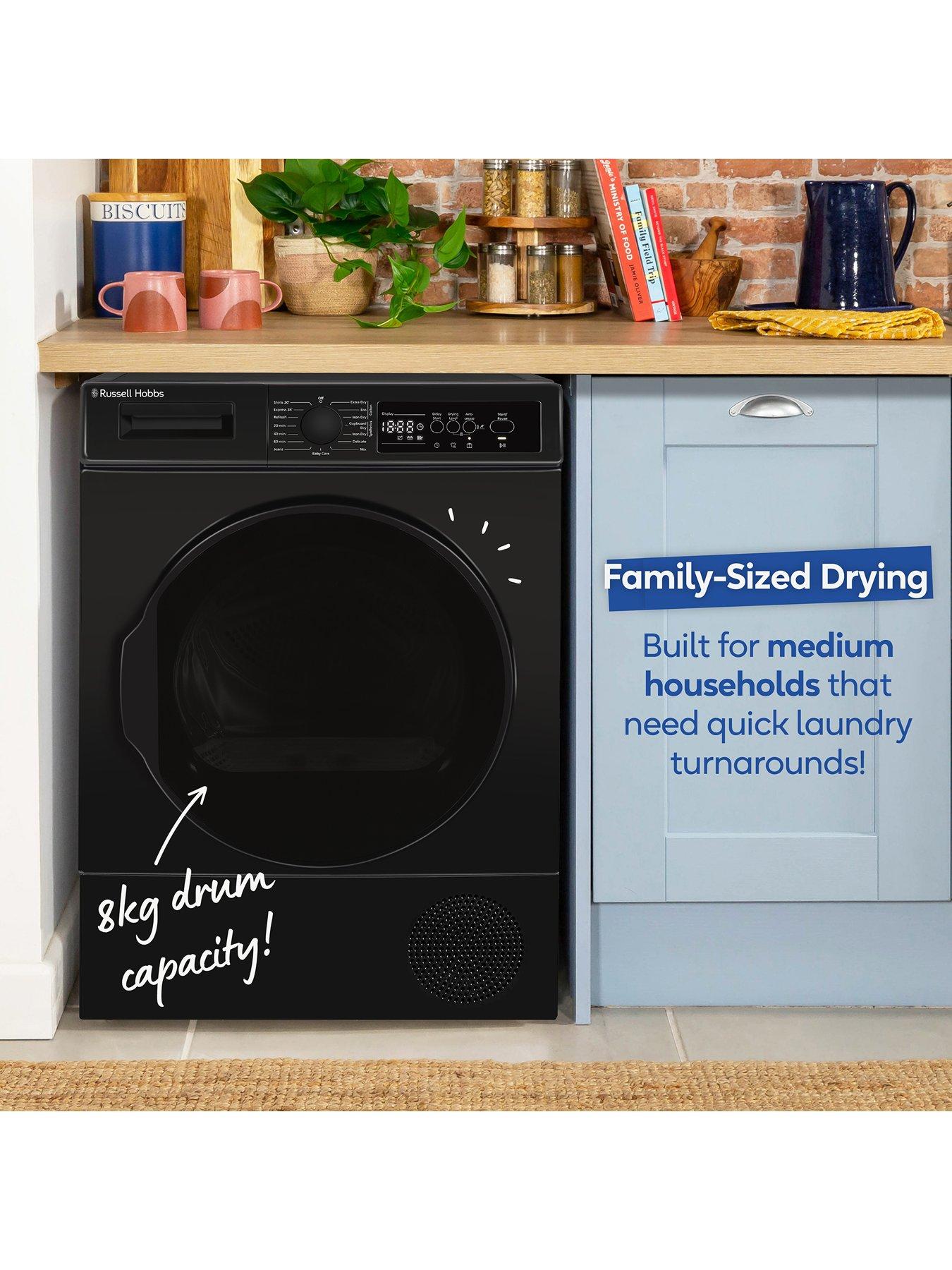  image of russell-hobbs-rh8hptd1e12b-8kg-heat-pump-tumble-dryer-black