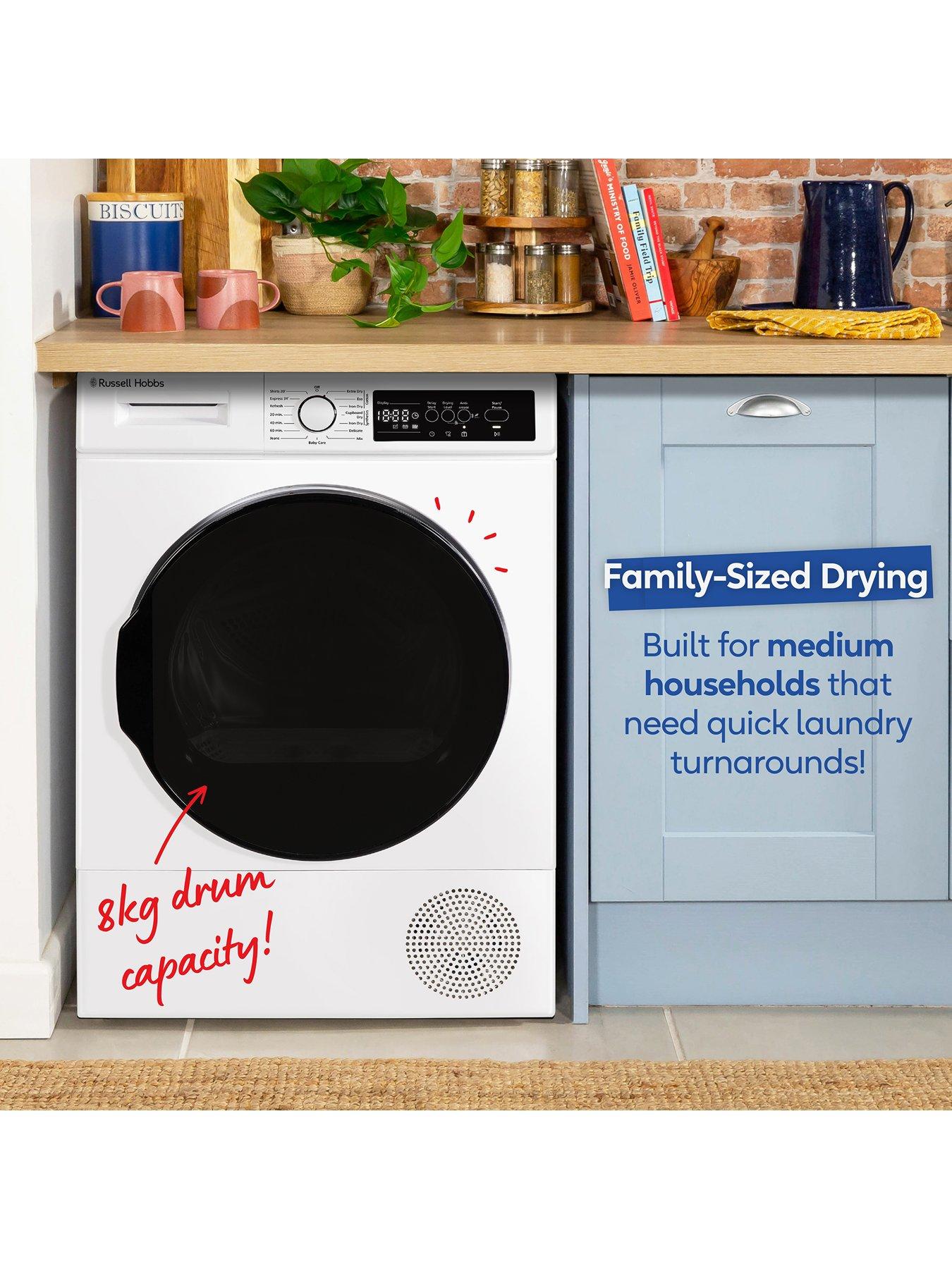  image of russell-hobbs-rh8hptd1e12w-8kg-heat-pump-tumble-dryer-white