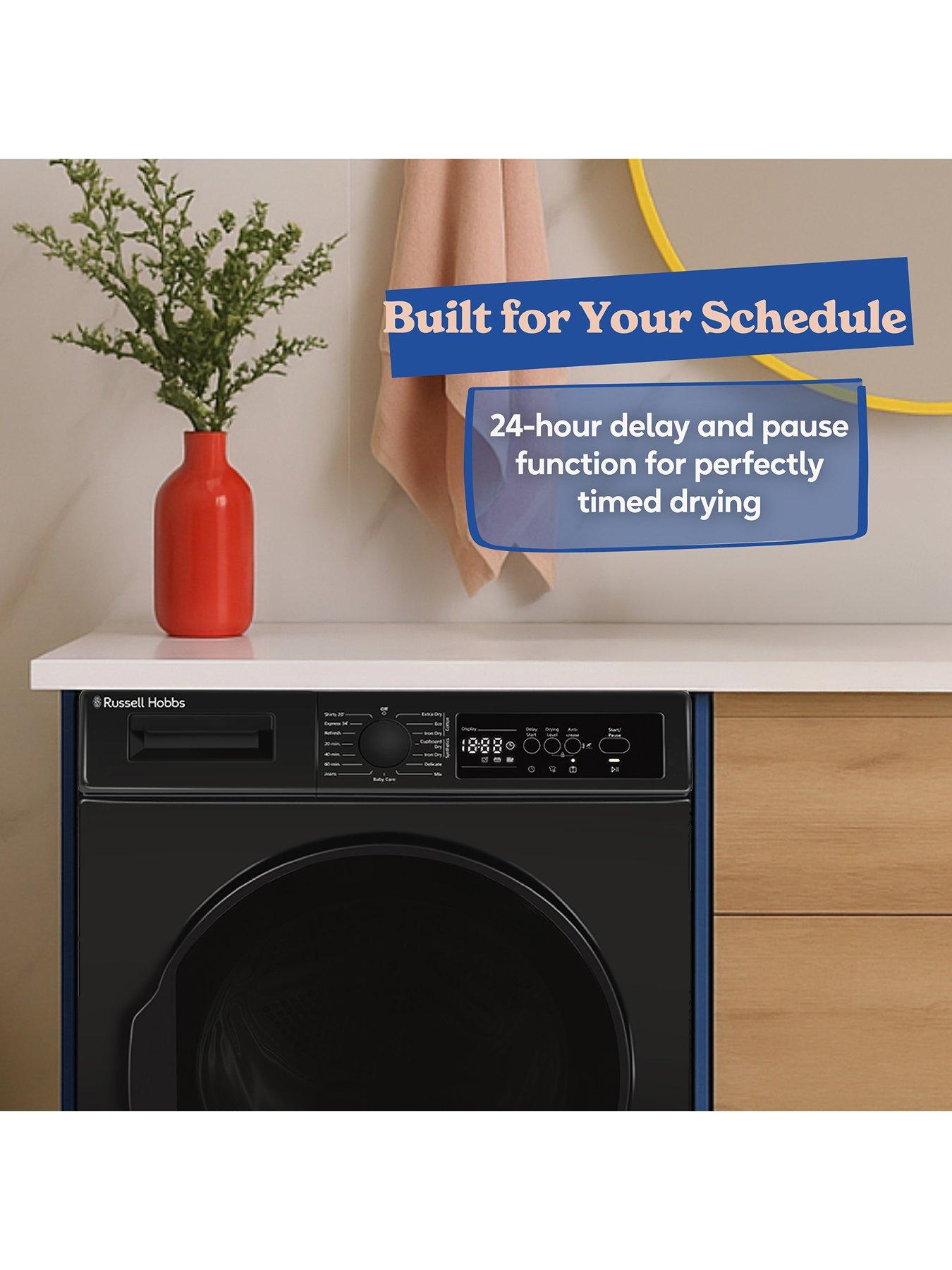  image of russell-hobbs-rh9hptd1e12b-9kg-heat-pump-tumble-dryer-black