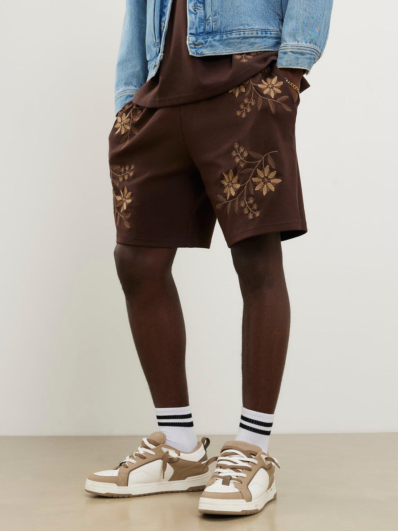 River Island Tonal Floral Shorts - Brown