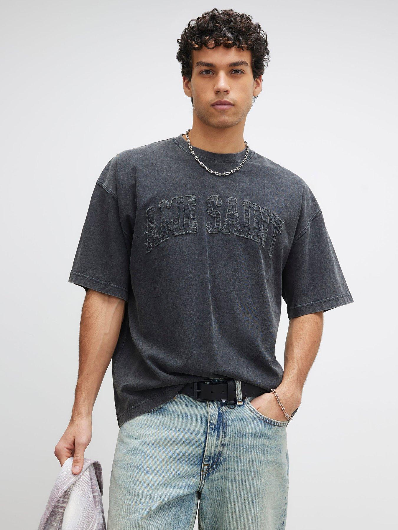 River Island Short Sleeve Ame Saint T-Shirt - Black