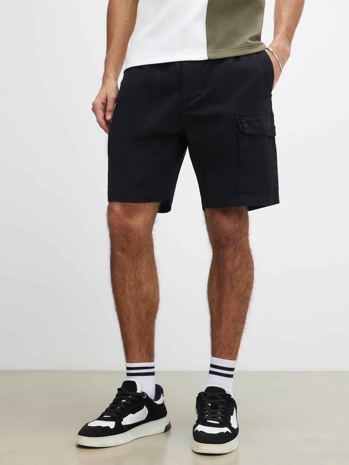 Image 1 of 6 of River Island Romeo Cargo Shorts - Black