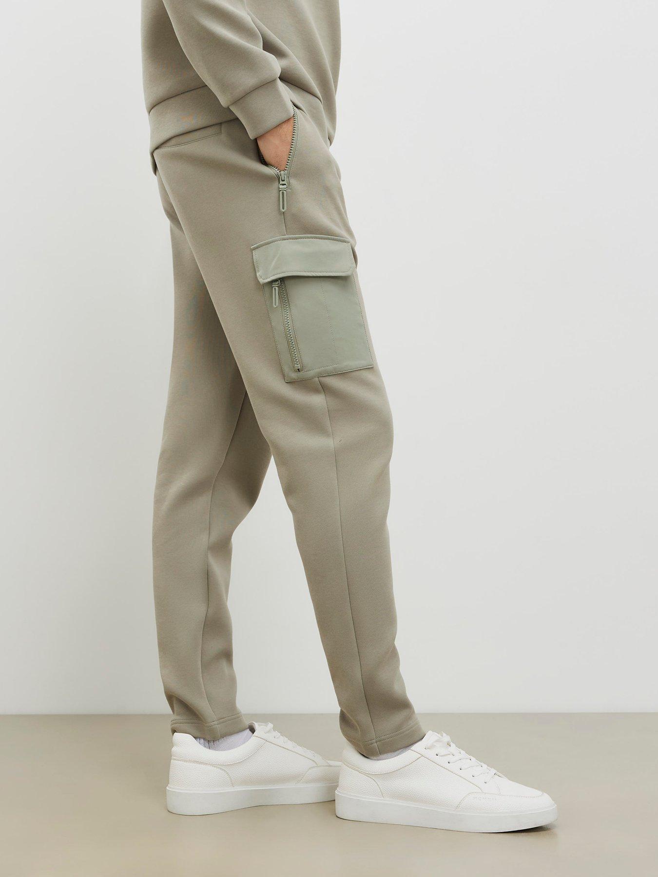 river-island-slim-nylon-pocket-joggers-green