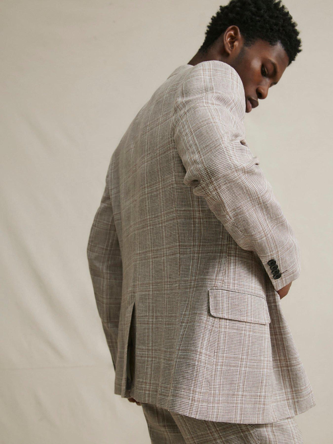 Image 2 of 6 of River Island Linen Check Jacket - Grey