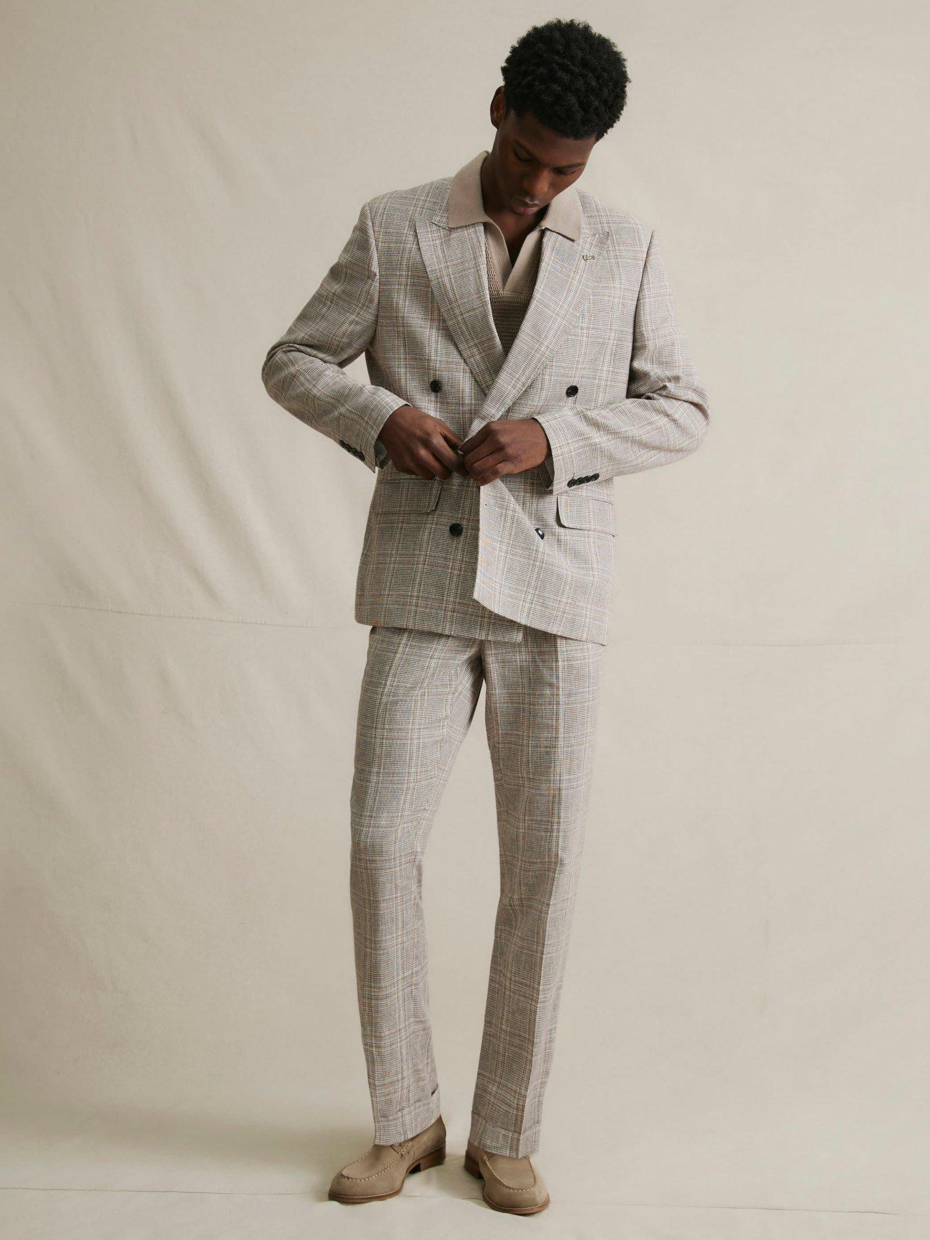 Image 3 of 6 of River Island Linen Check Jacket - Grey