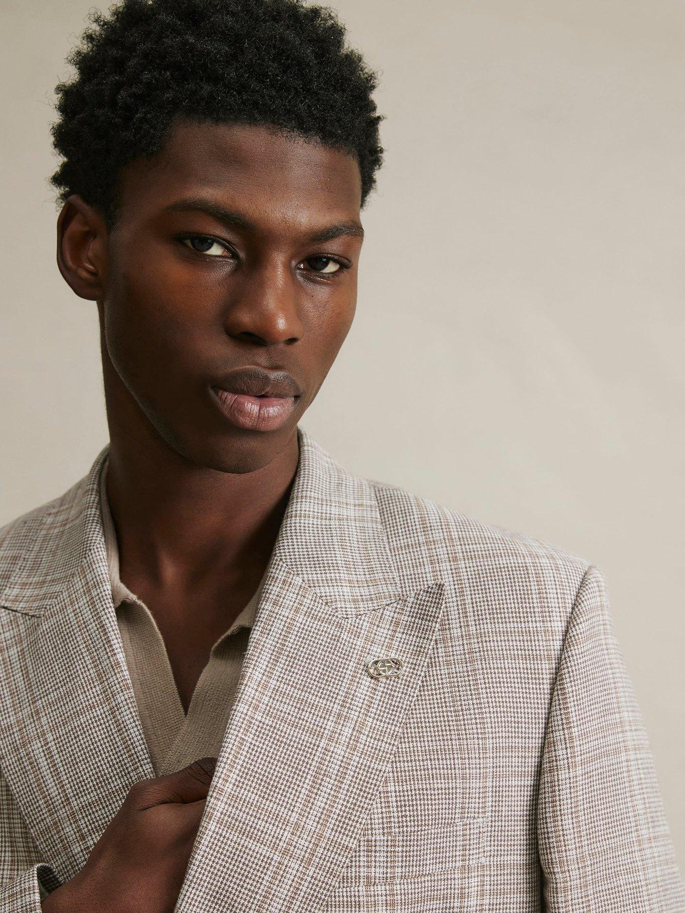 Image 4 of 6 of River Island Linen Check Jacket - Grey
