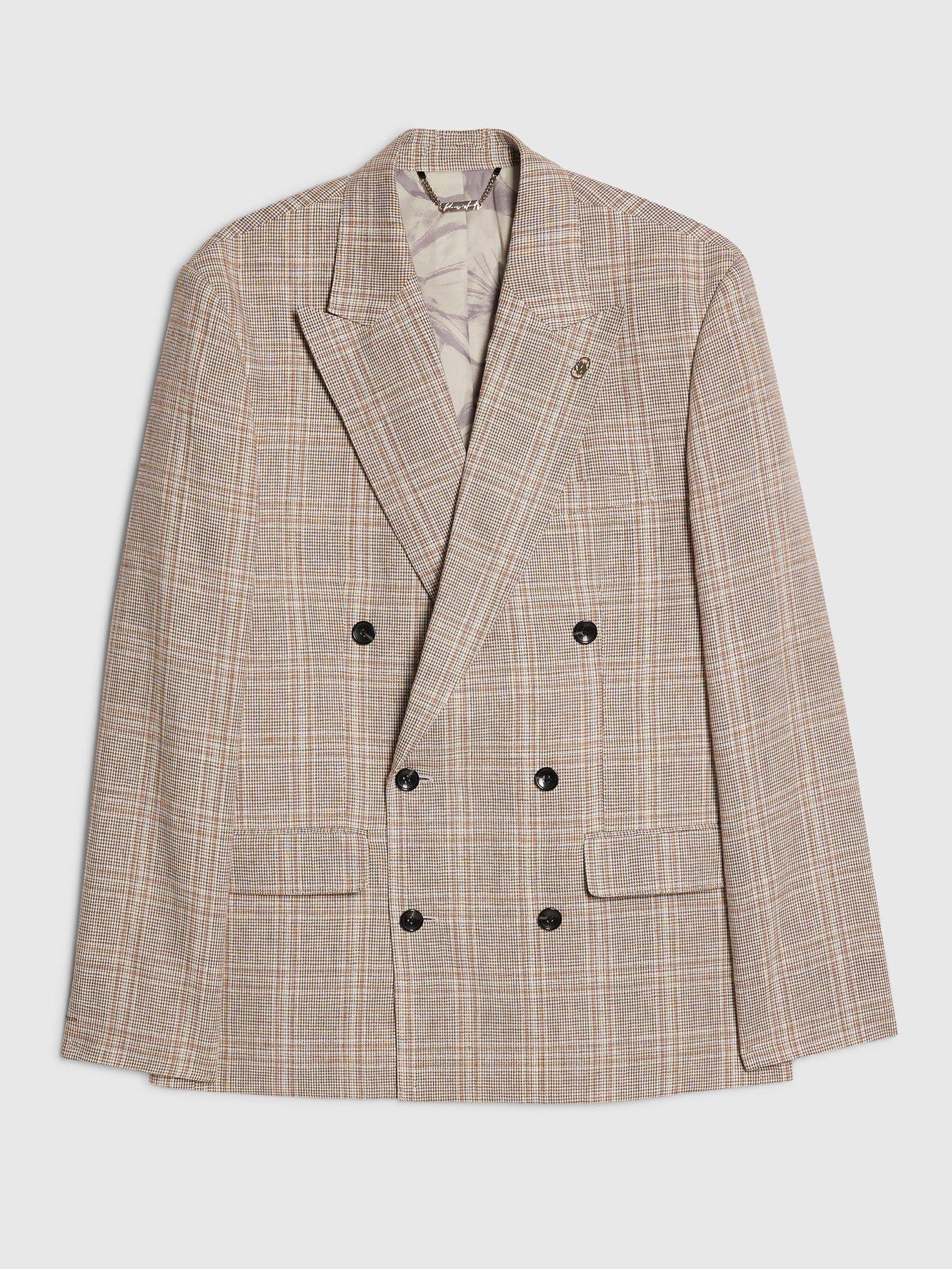 Image 5 of 6 of River Island Linen Check Jacket - Grey