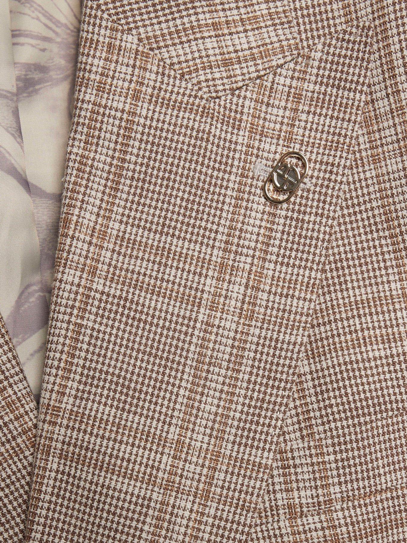 Image 6 of 6 of River Island Linen Check Jacket - Grey