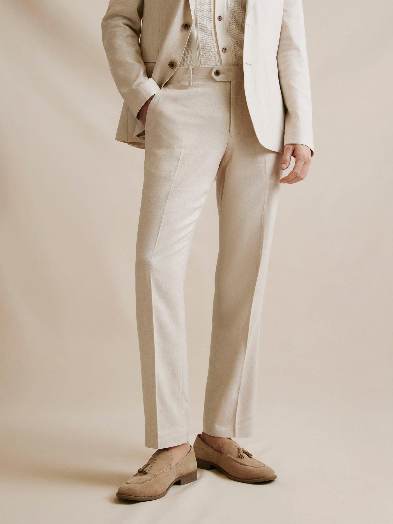 River Island Linen Blend Slim Suit Trouser - Grey