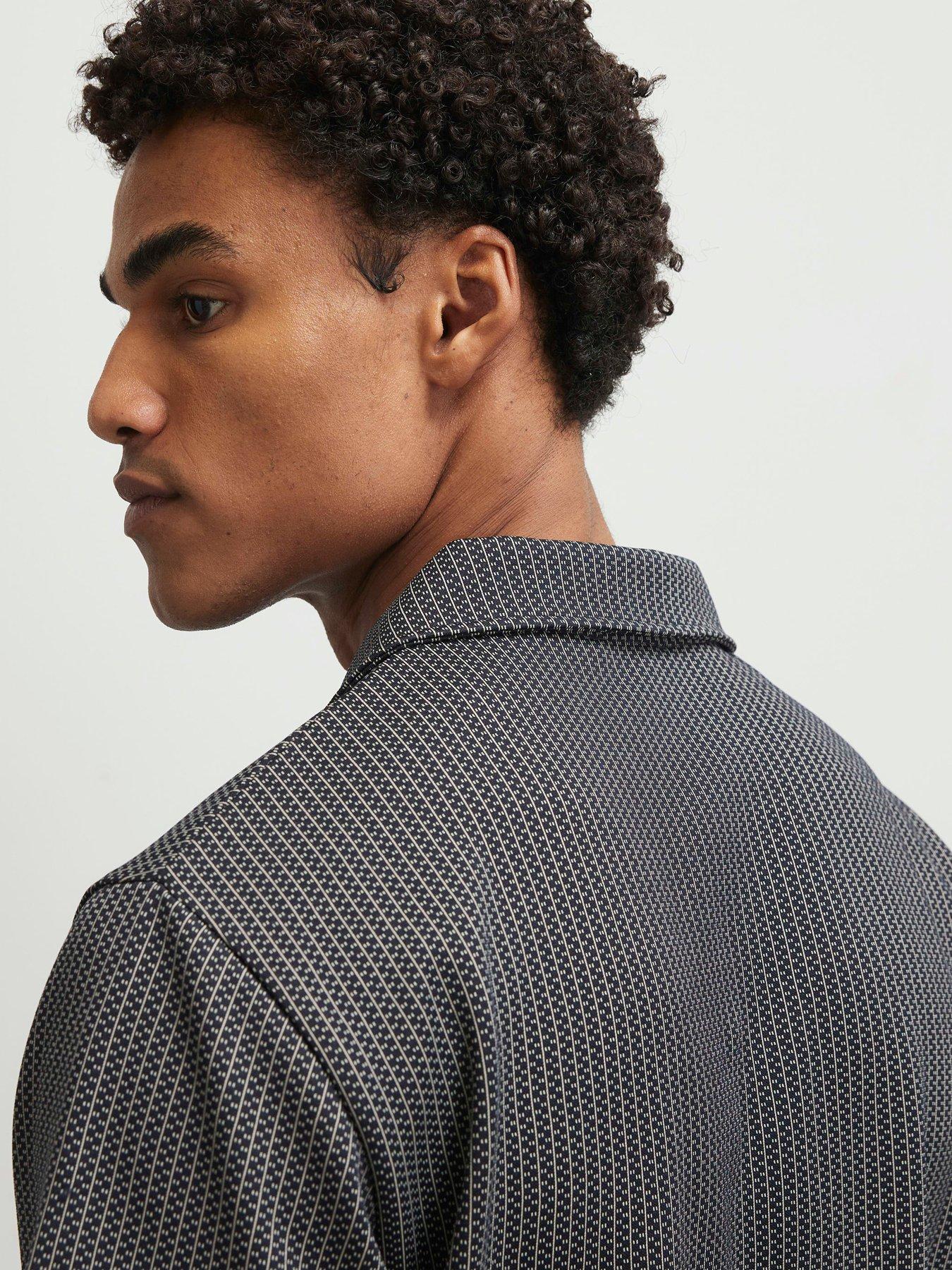 Image 2 of 6 of River Island Check Jacquard Short Sleeve Shirt - Black