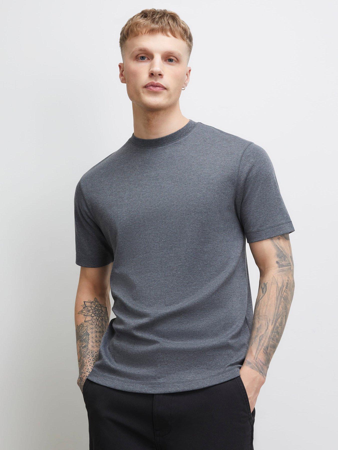 River Island Slim Fit Marl Essential T-Shirt - Grey