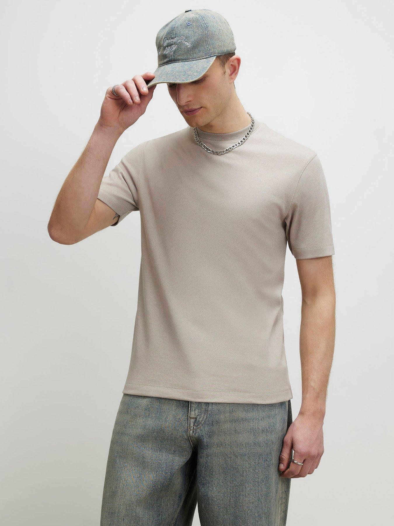 River Island Slim Fit Marl Essential T-Shirt - Off White