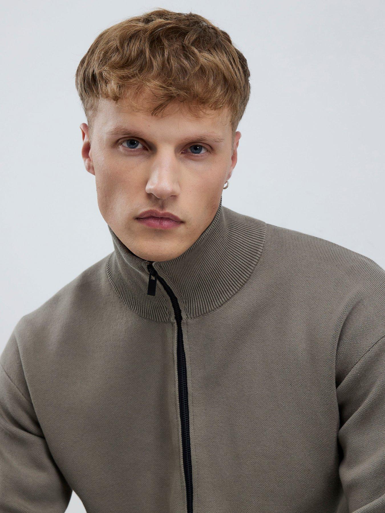  image of river-island-long-sleeve-clean-zip-through-green