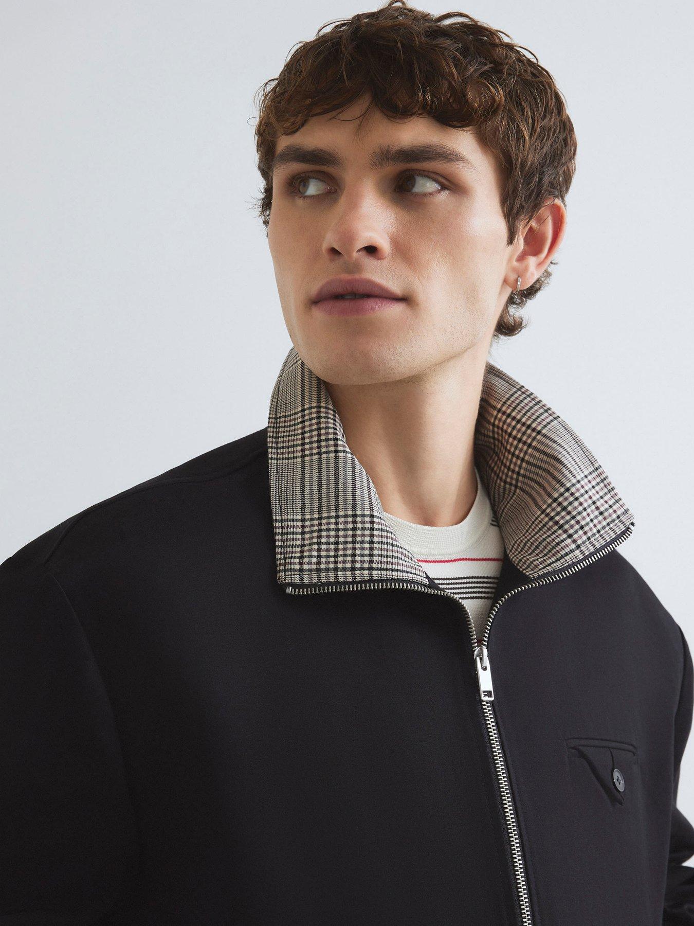 Image 4 of 4 of River Island Check Lined Harrington - Black