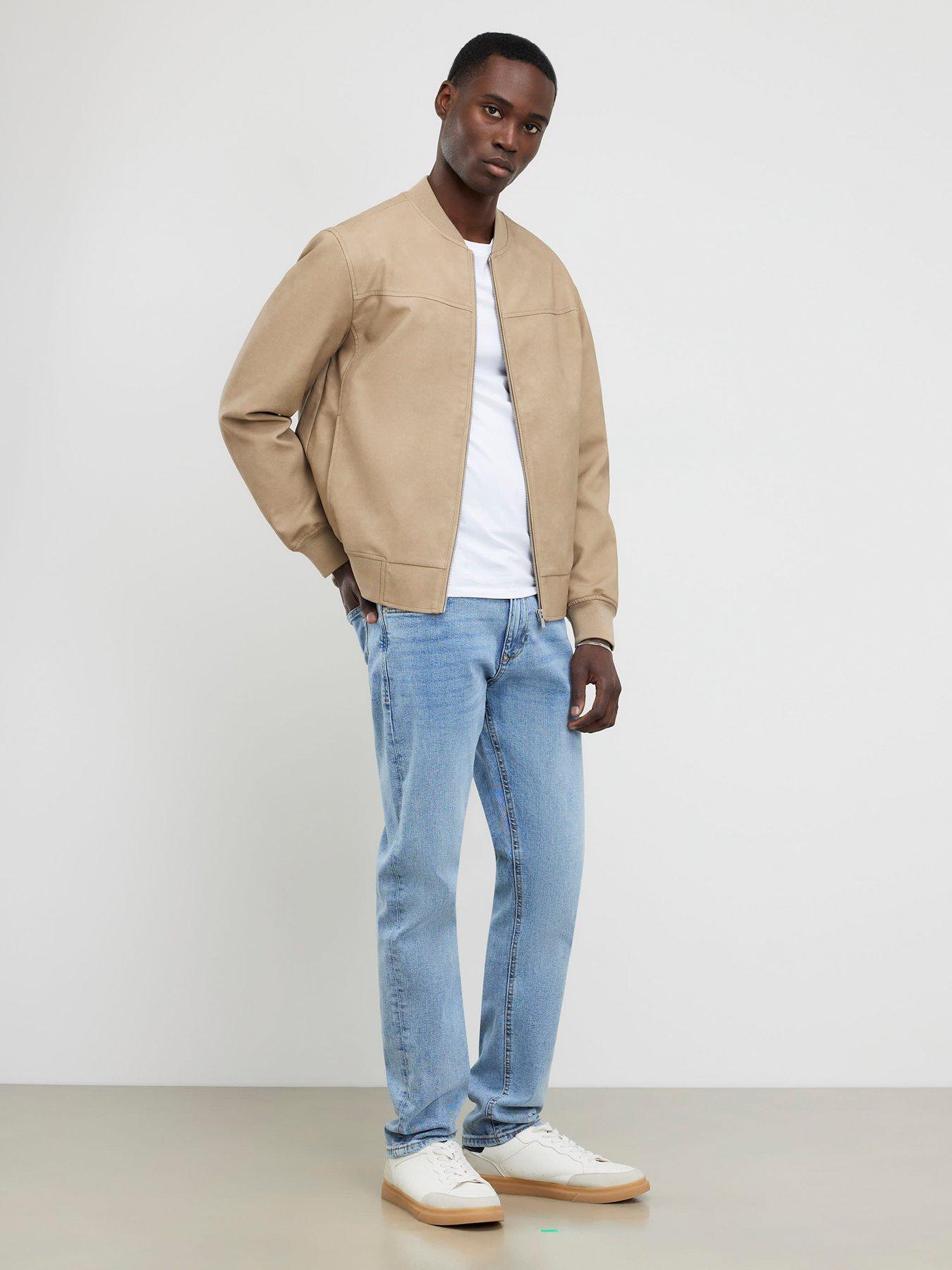 Image 3 of 4 of River Island Faux Leather Bomber Jacket - Beige