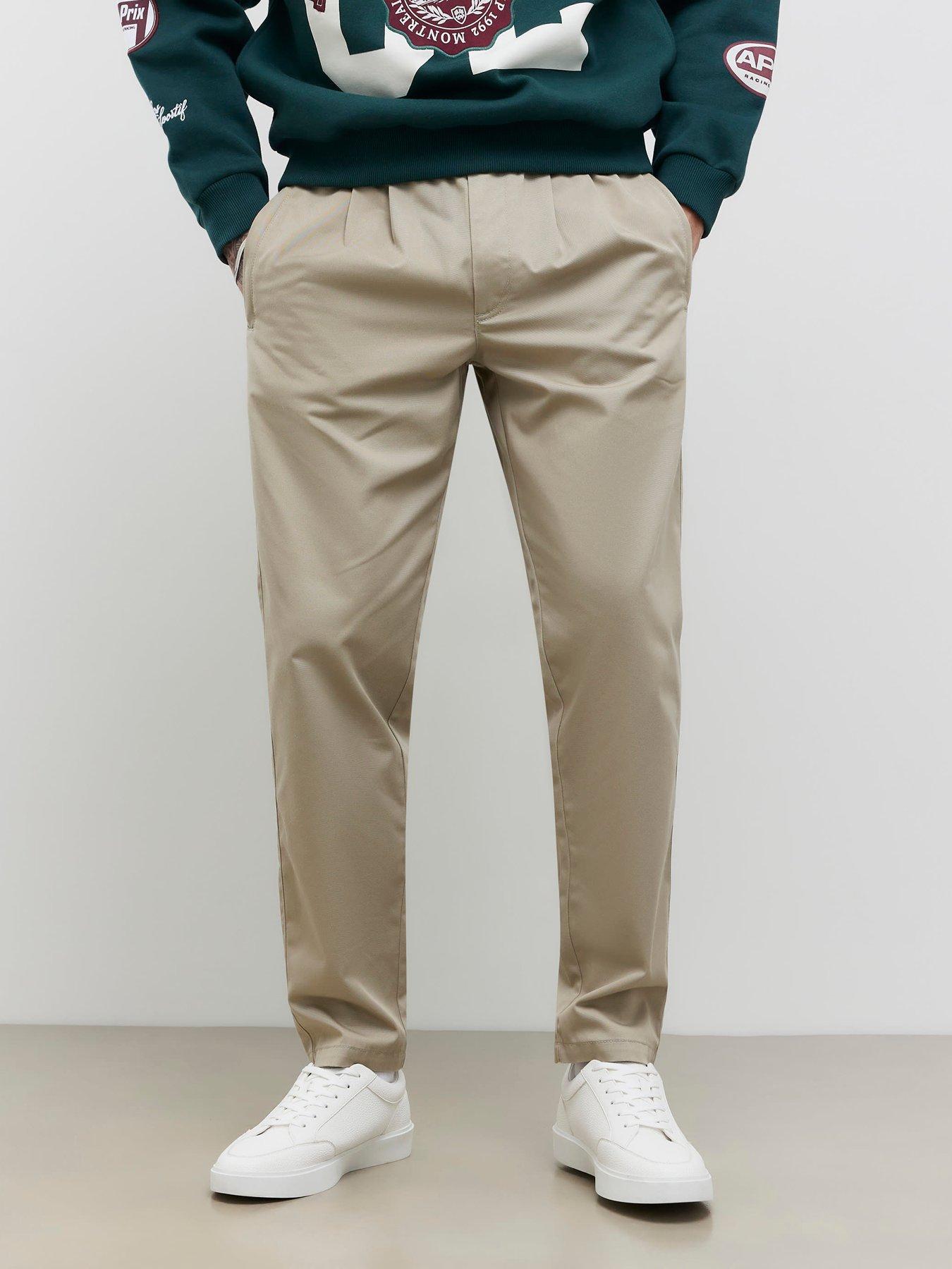 Image 1 of 4 of River Island Othello Elasticated Trousers - Beige