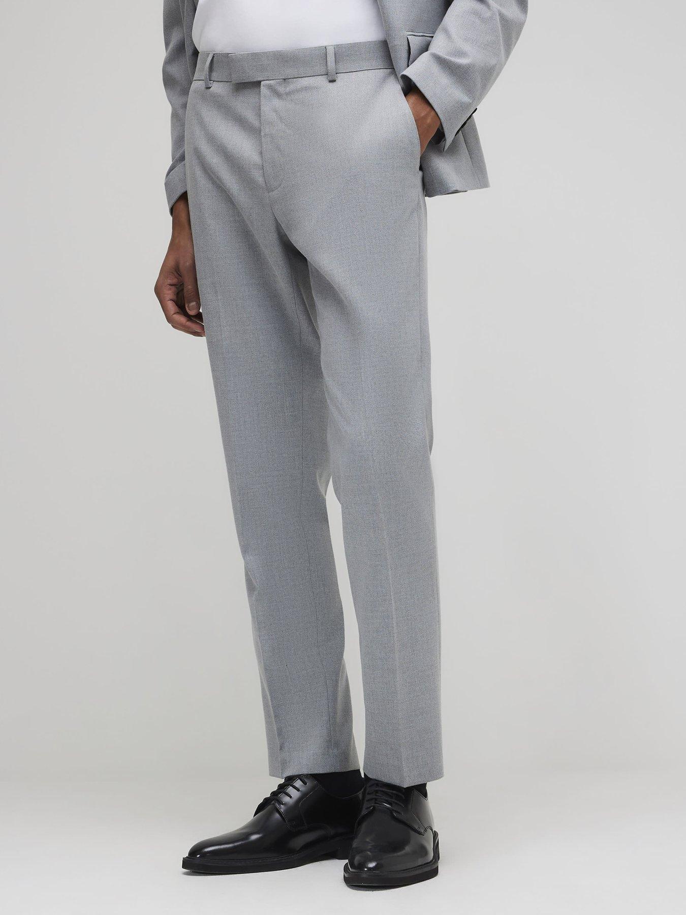  image of river-island-slim-texture-suit-trouser-grey