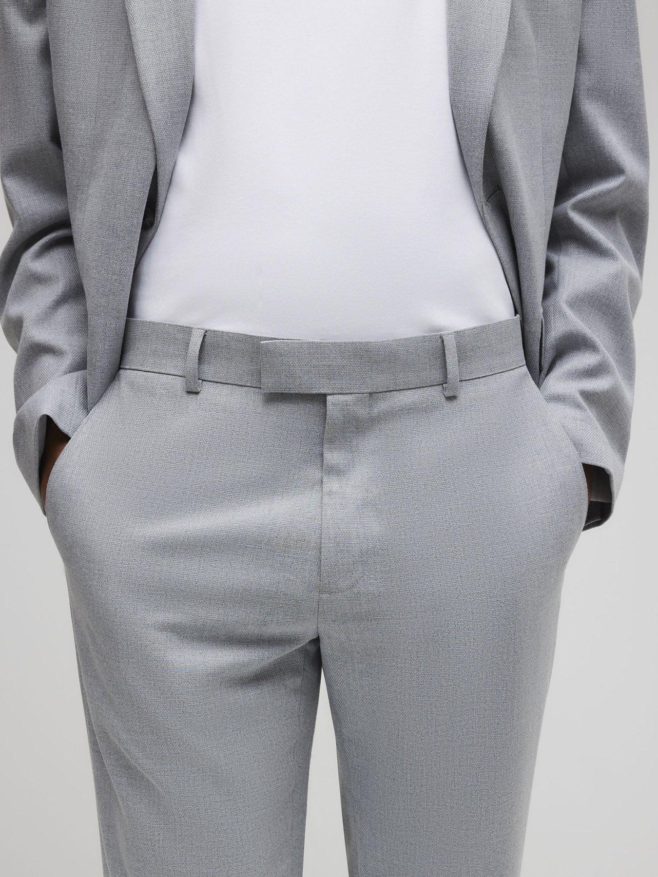  image of river-island-slim-texture-suit-trouser-grey
