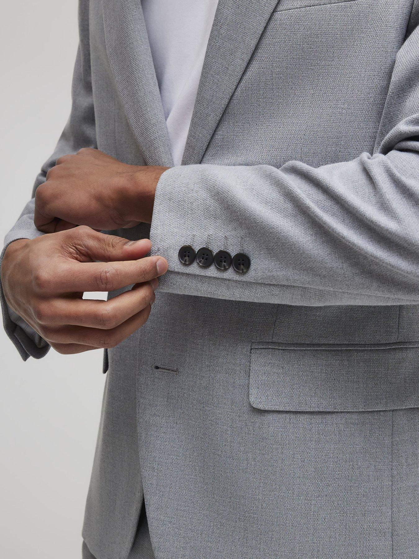 Image 4 of 4 of River Island Slim Texture Suit Jacket - Grey
