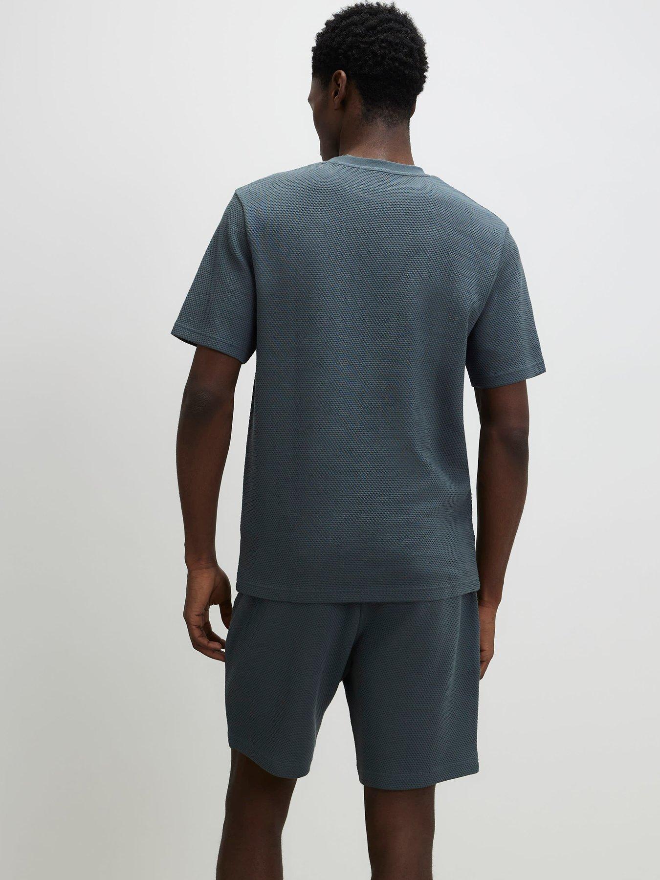 Image 2 of 6 of River Island Slim Bubble Interlock Short Sleeve T-Shirt - Grey