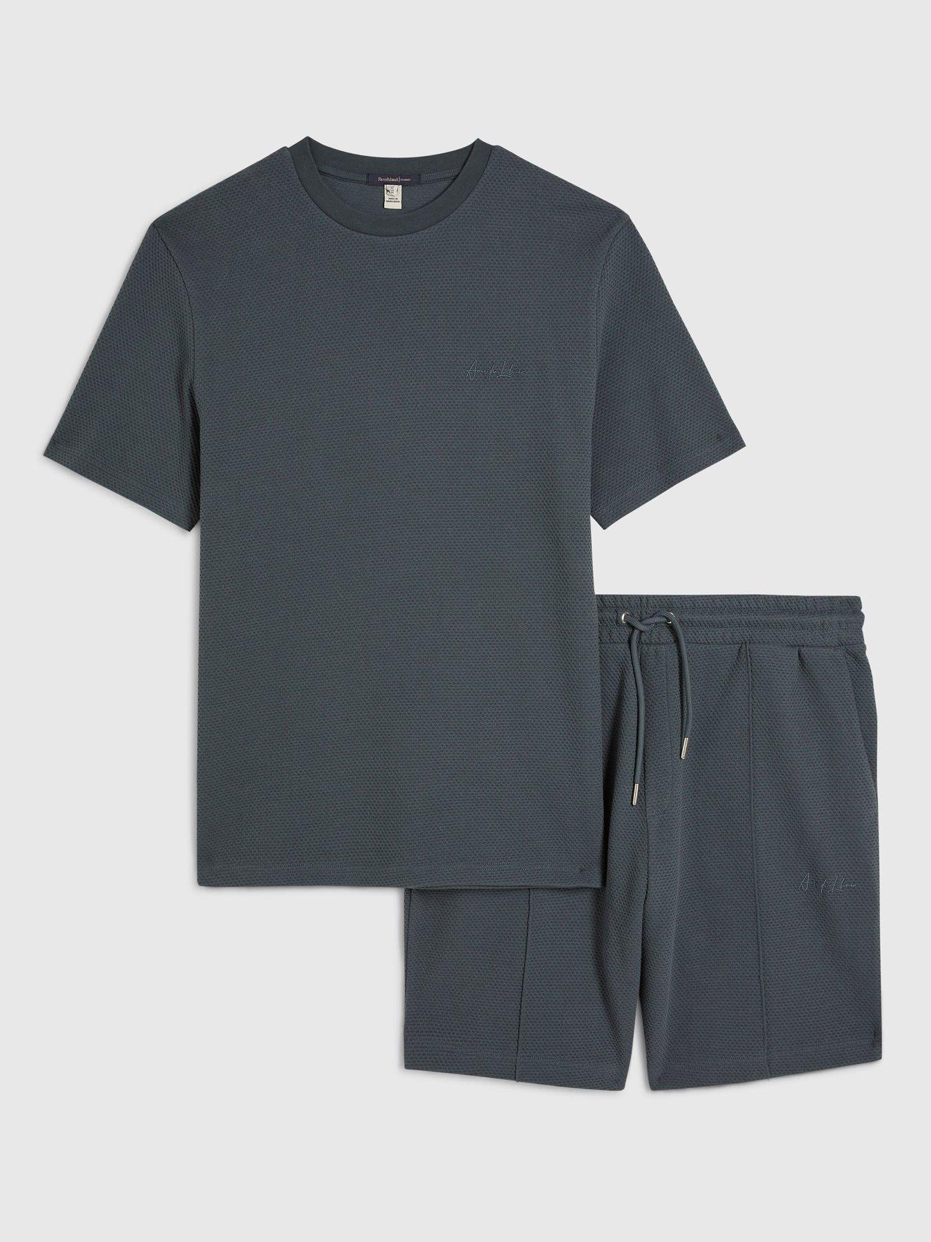 Image 5 of 6 of River Island Slim Bubble Interlock Short Sleeve T-Shirt - Grey