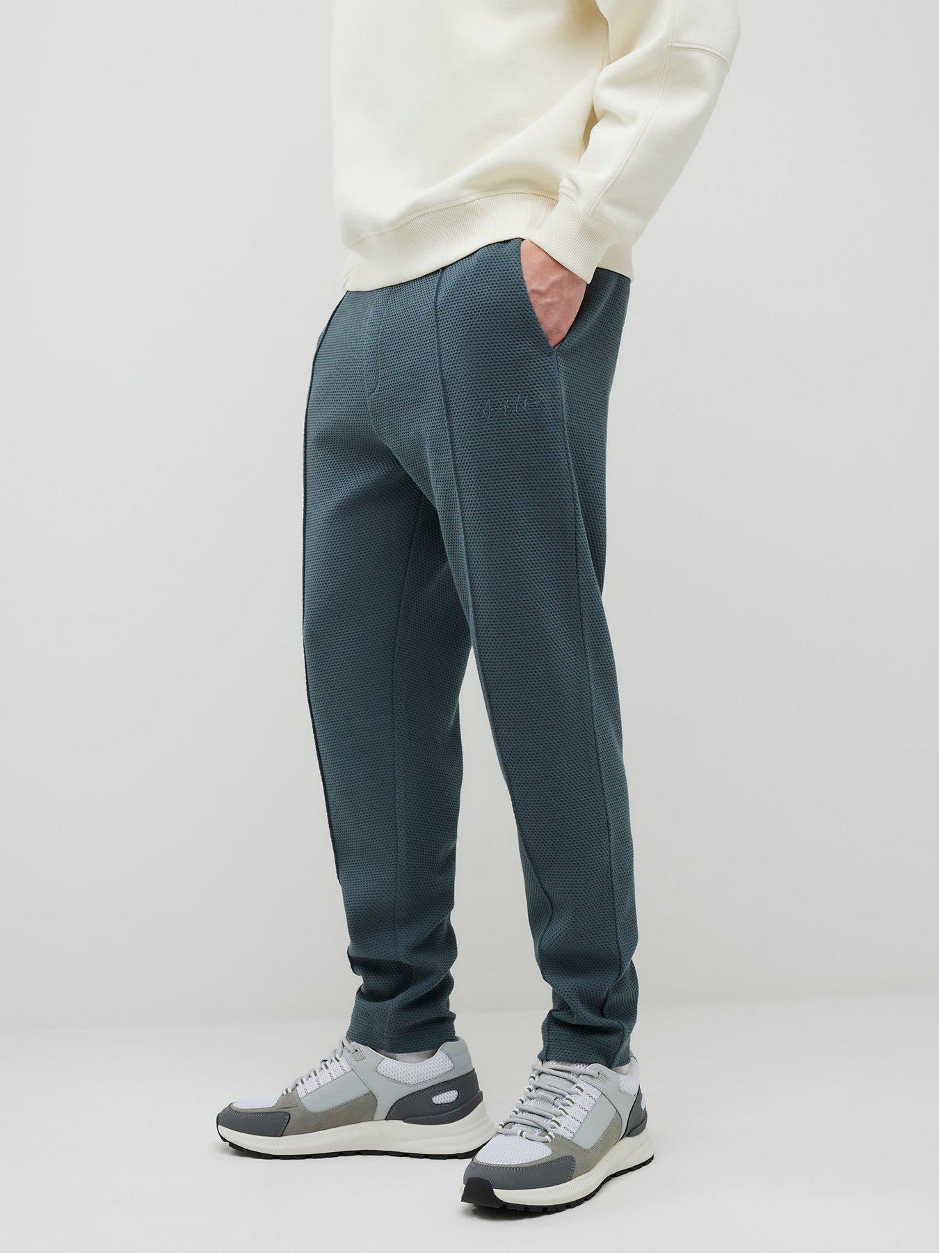 river-island-slim-bubble-interlock-joggers-grey