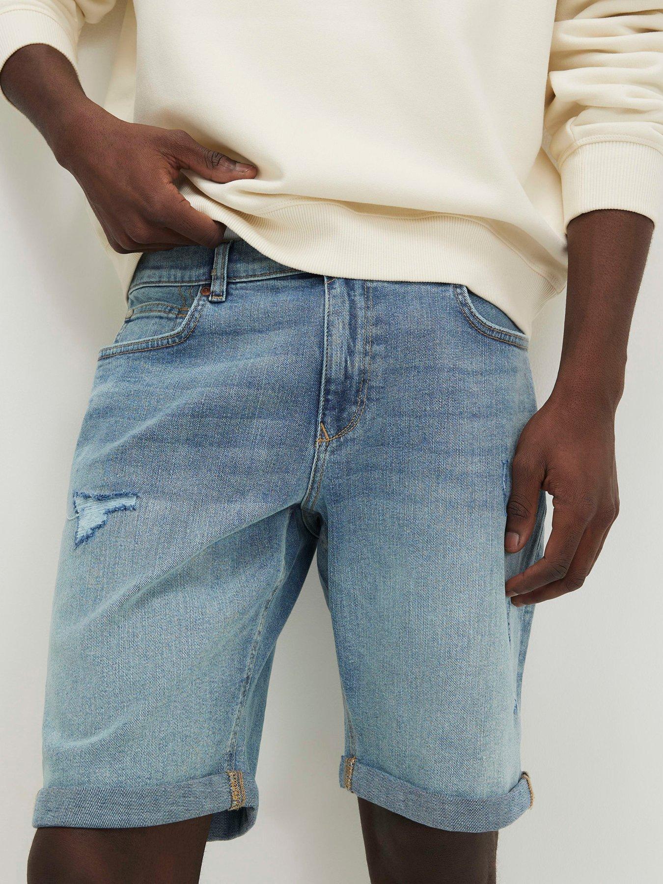 River Island Lagos Ripped Slim Short - Blue