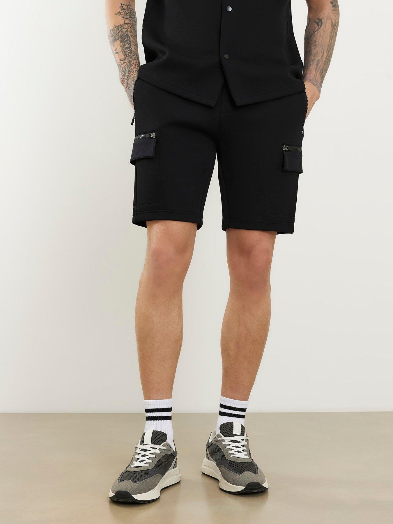 front image of river-island-scuba-nylon-shorts-black