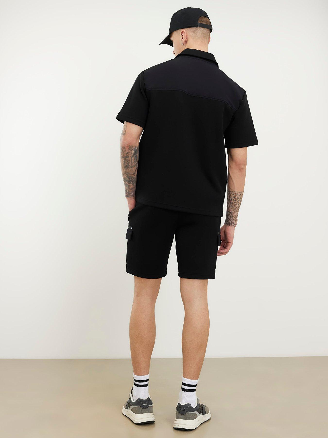 stillFront image of river-island-scuba-nylon-shorts-black