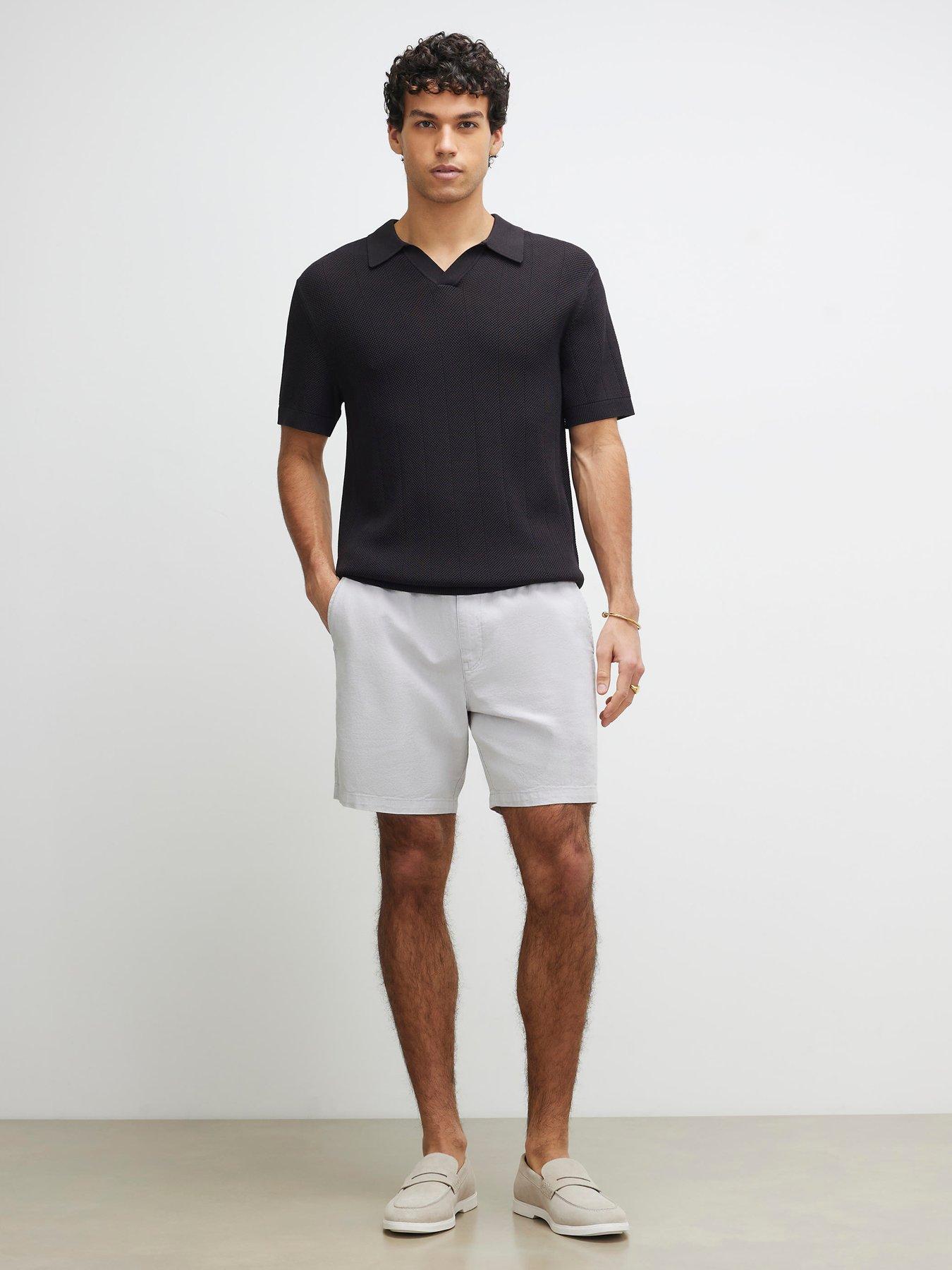 River Island Regular Fit Linen Blend Shorts - Grey