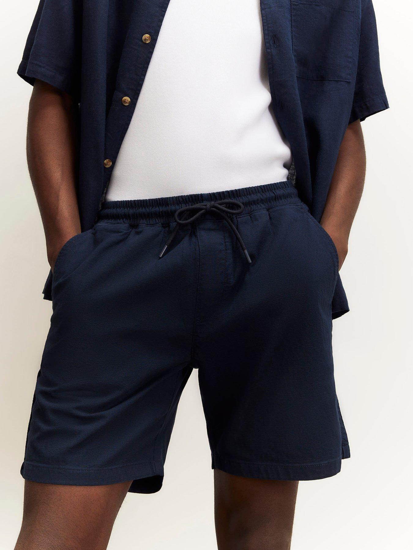 River Island Capulet Cross Hatch Shorts - Navy