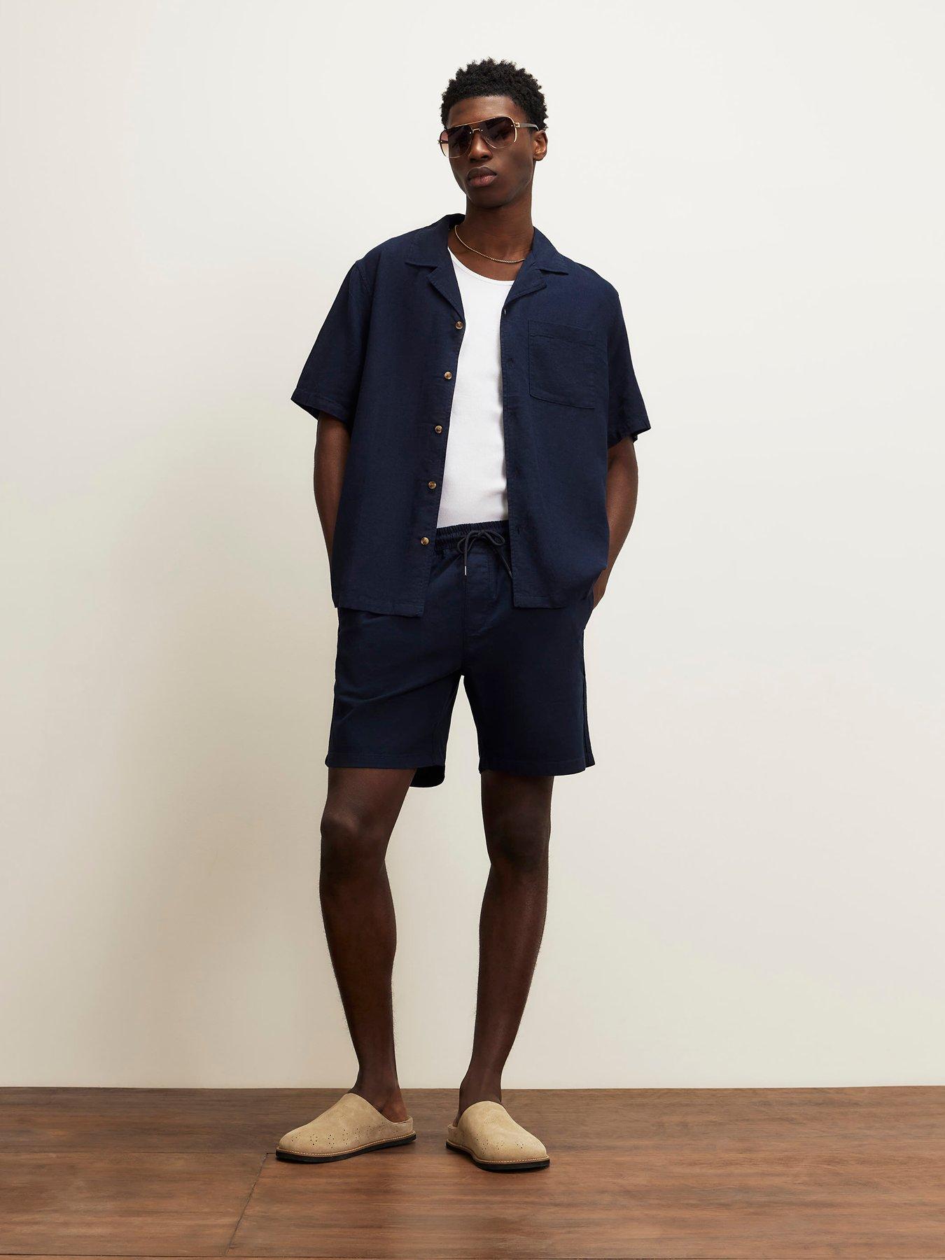 River Island Capulet Cross Hatch Shorts - Navy | Littlewoods